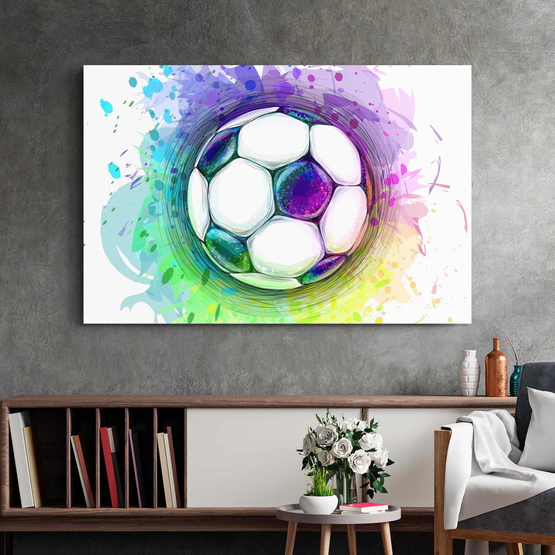 Tablou Sticla Colorful Football mockup 2