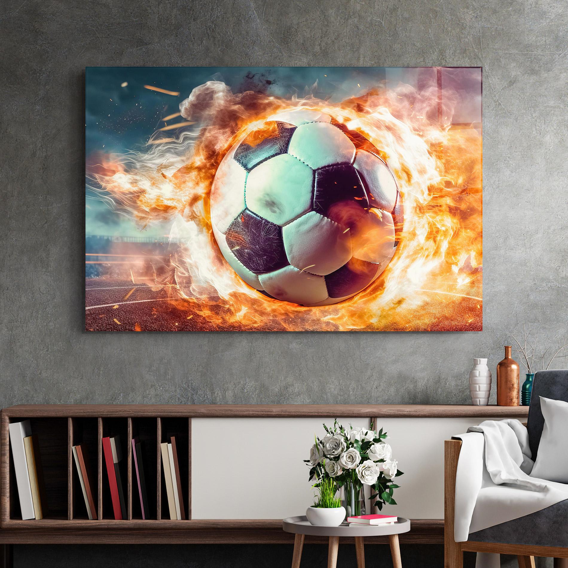 Tablou Sticla Football Explosion mockup 2