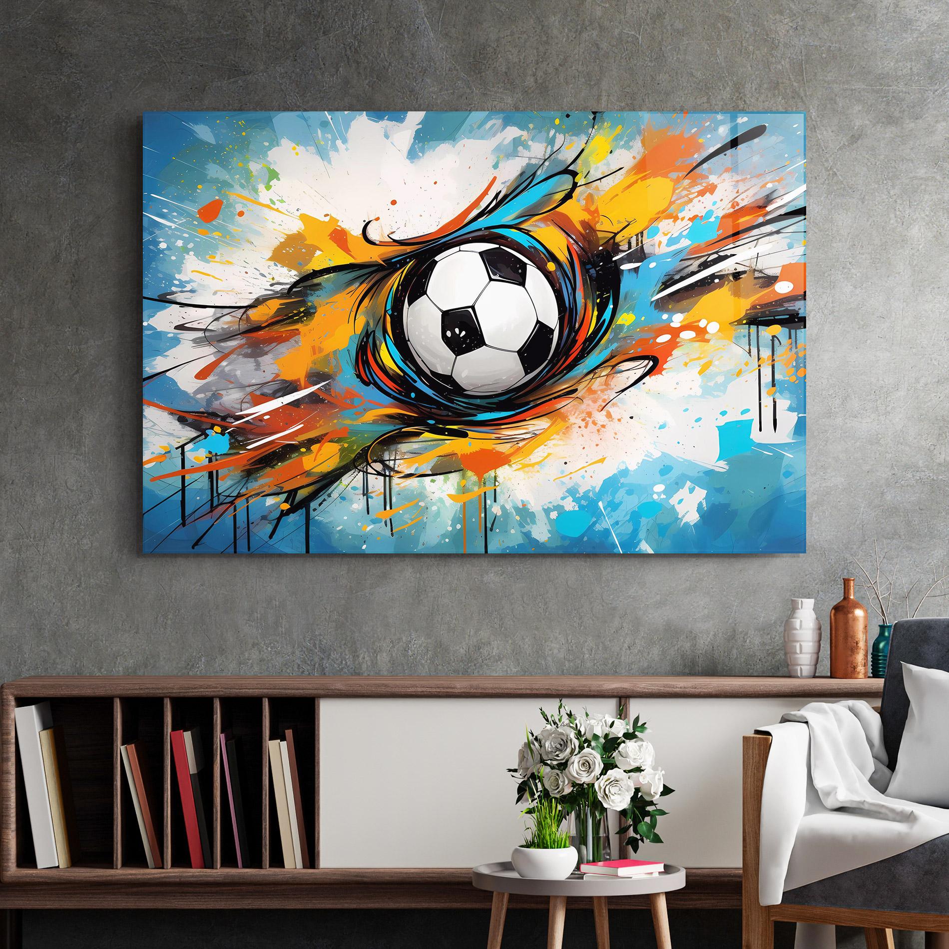 Tablou Sticla Football Flight Graffiti mockup 2