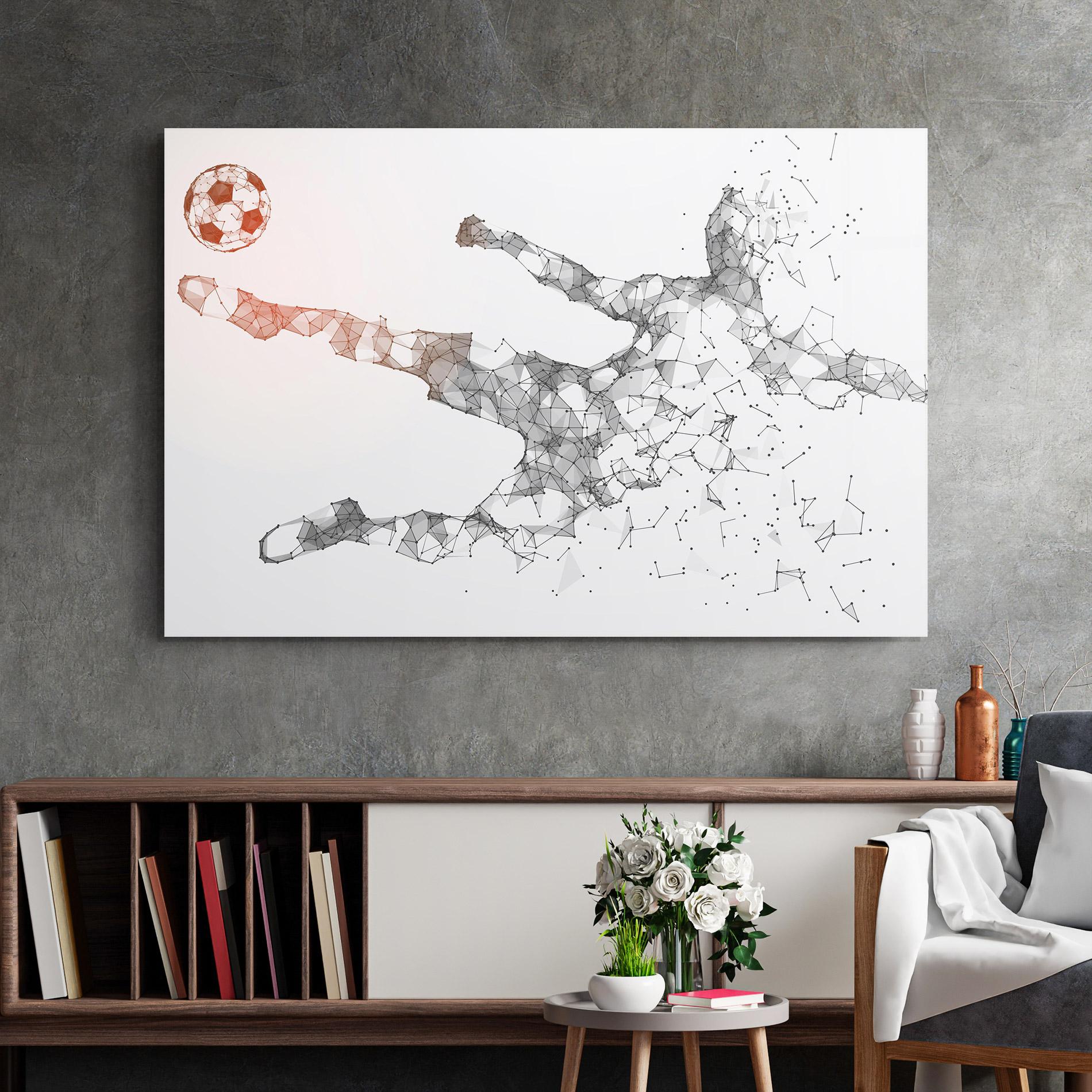 Tablou Sticla Football Orange Ball mockup 2