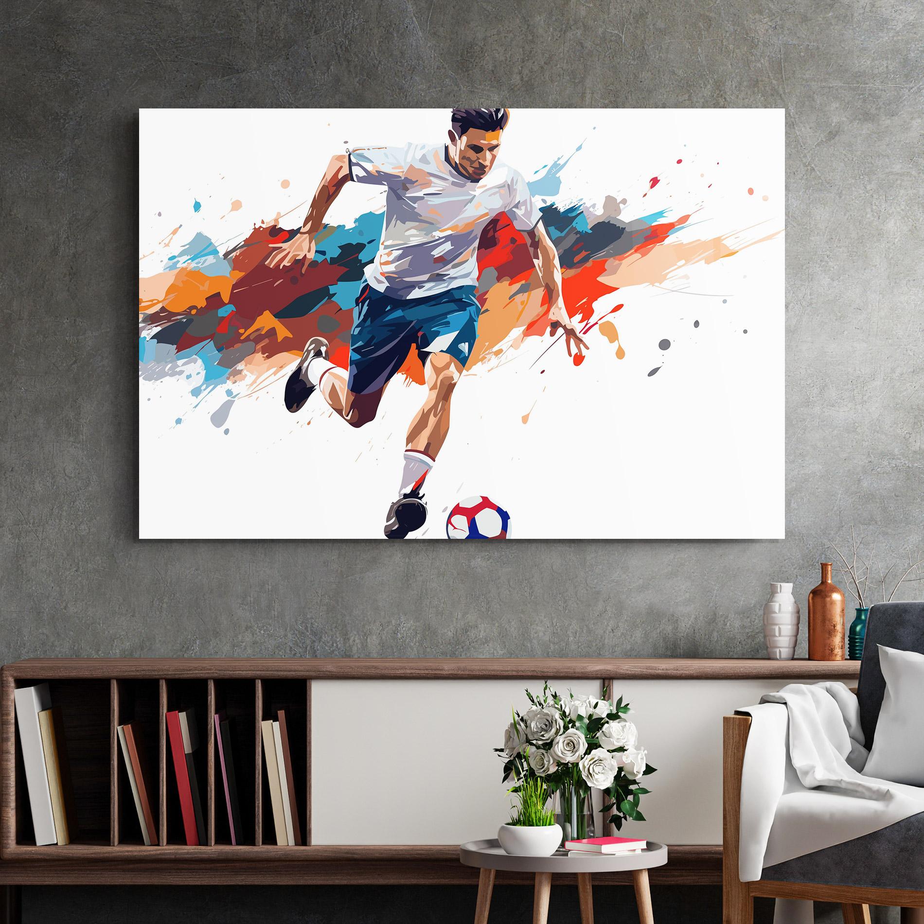 Tablou Sticla Grey Blue Football mockup 2