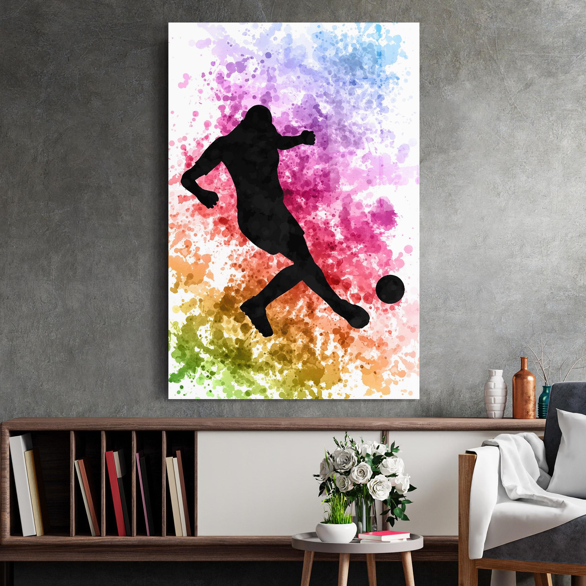 Tablou Sticla Colorful Art Football mockup 2