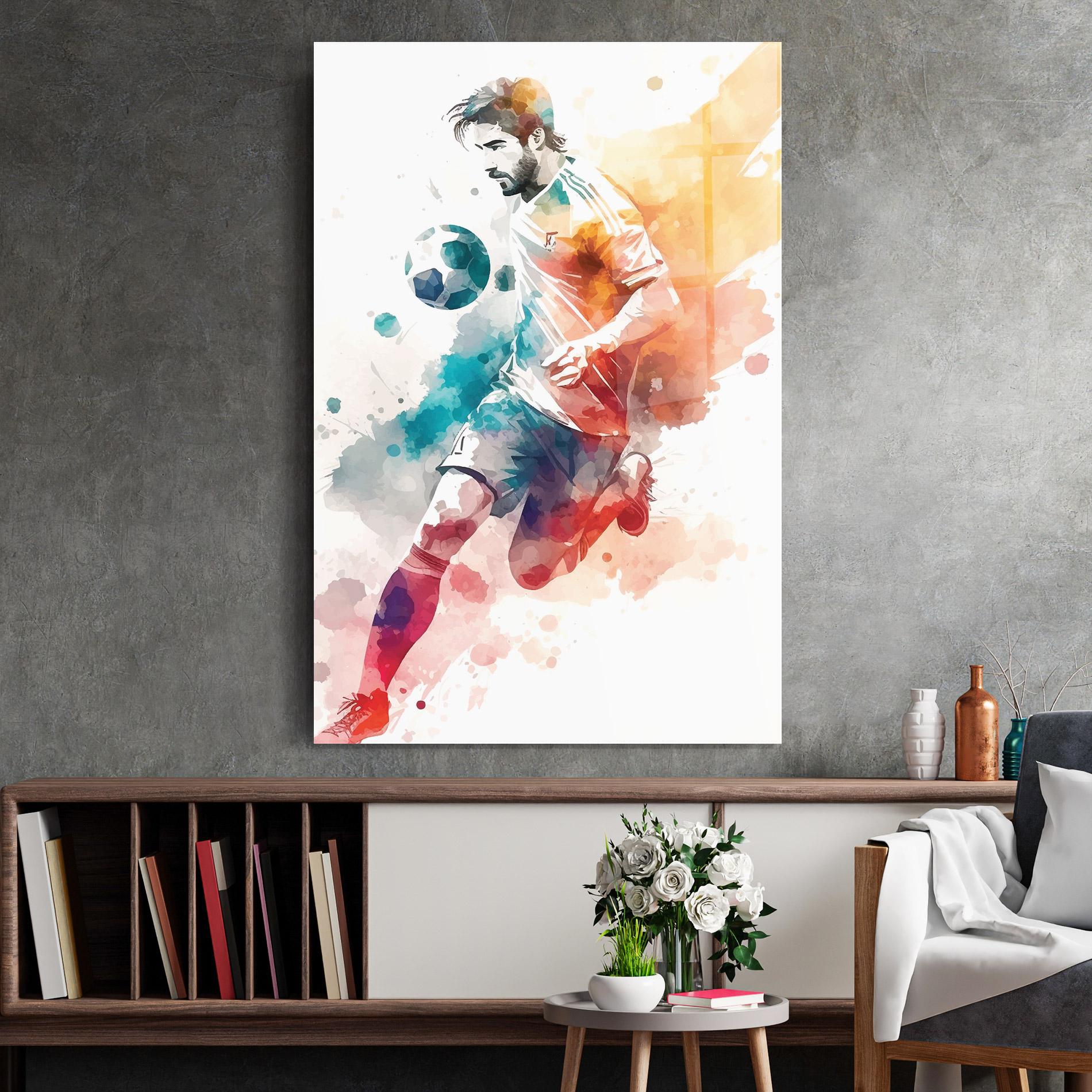 Tablou Sticla Football Watercolor mockup 2