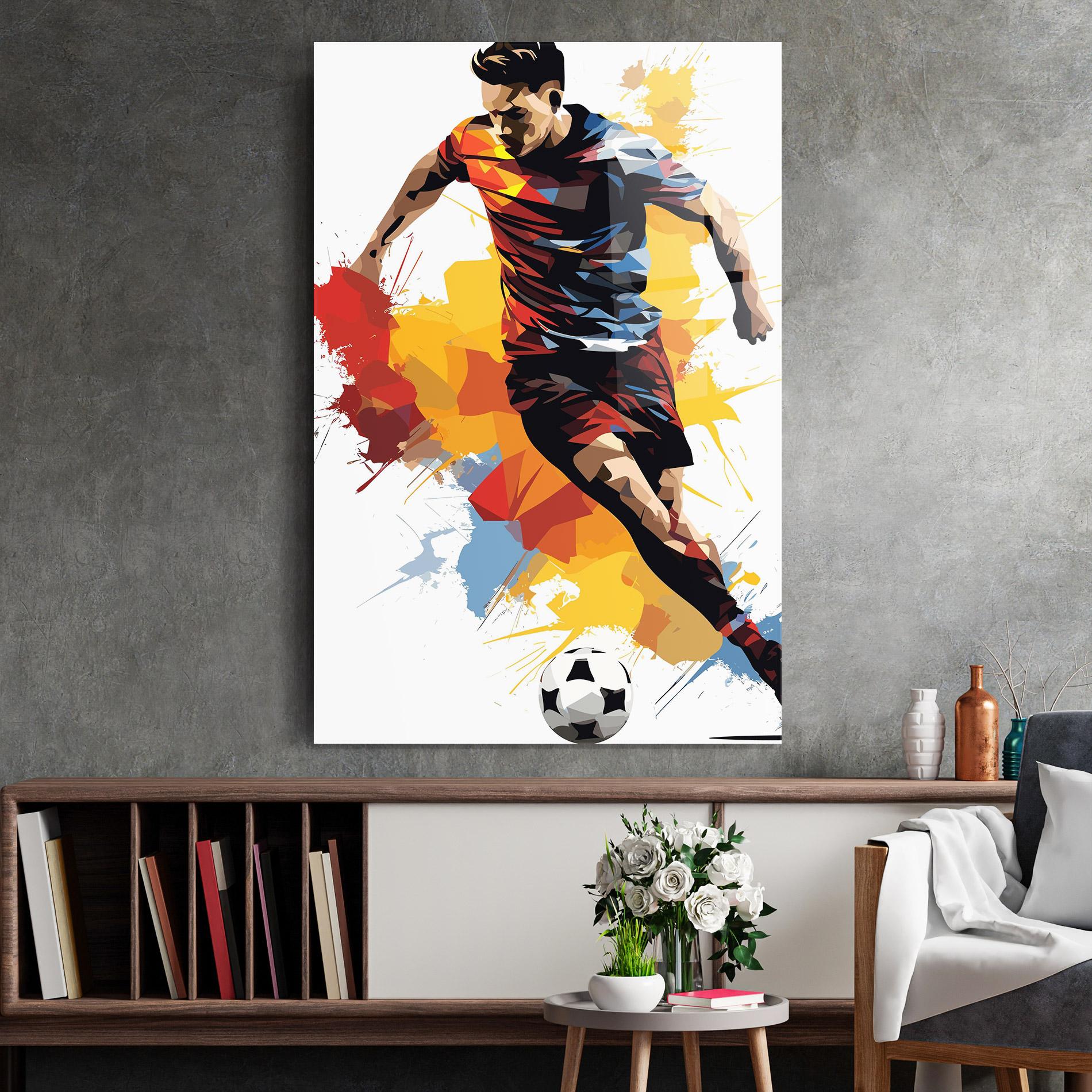 Tablou Sticla Yellow Paint Football mockup 2