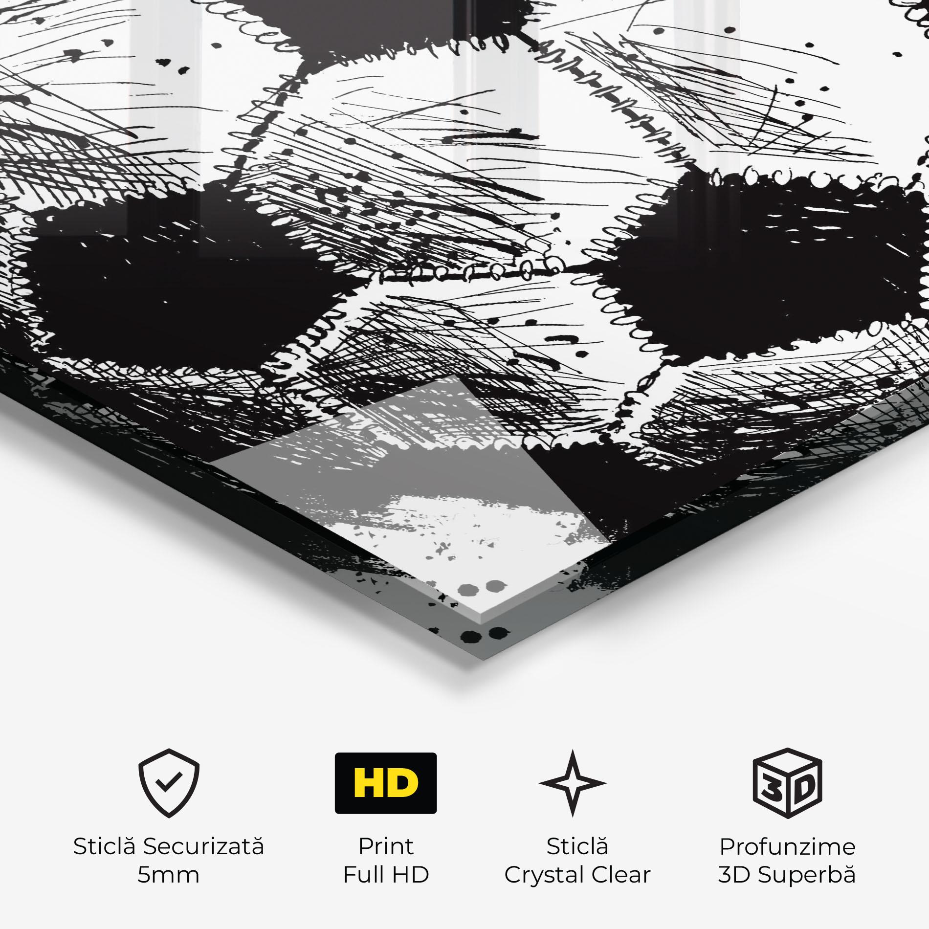 Tablou Sticla Black Line Football mockup 3