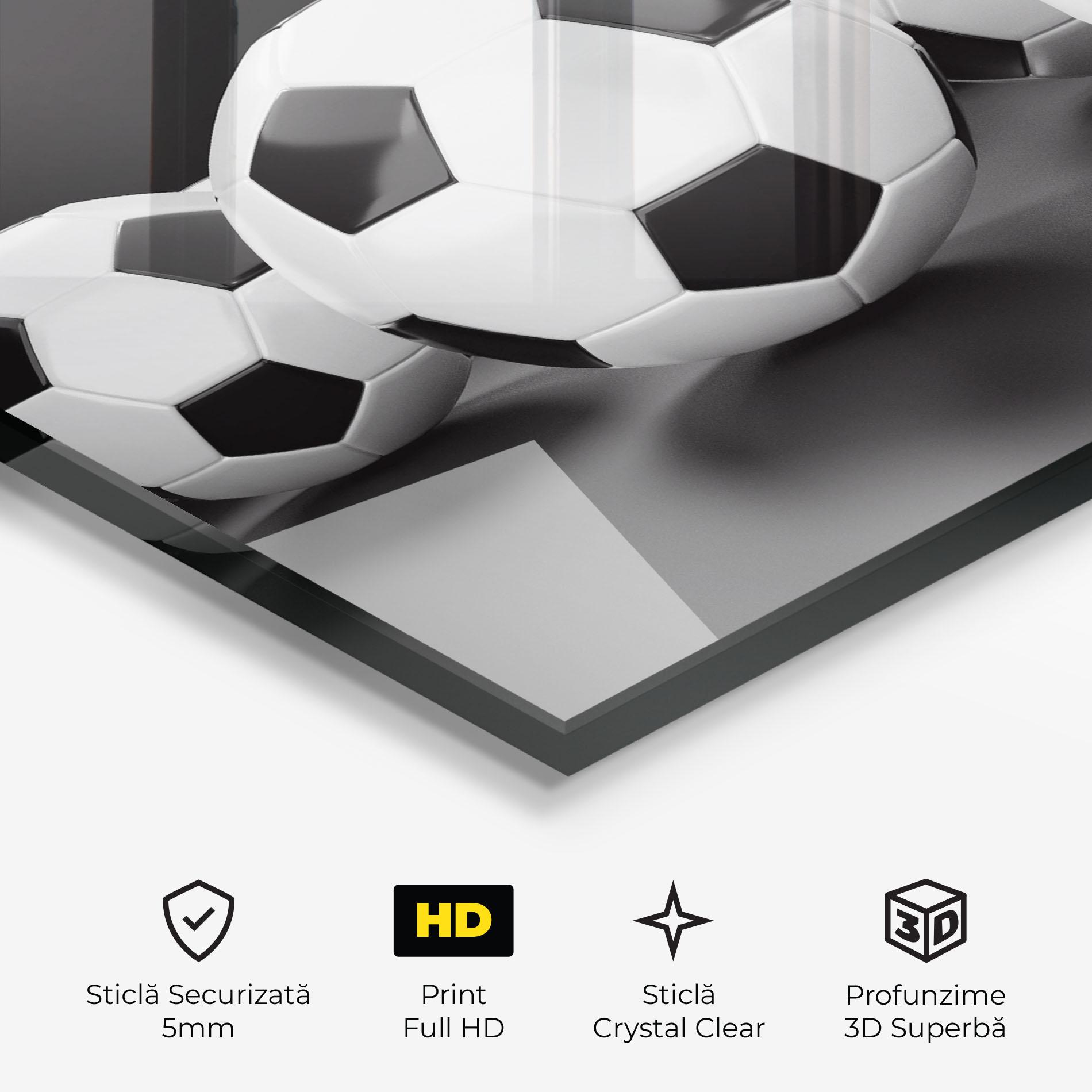Tablou Sticla Black White Football mockup 3