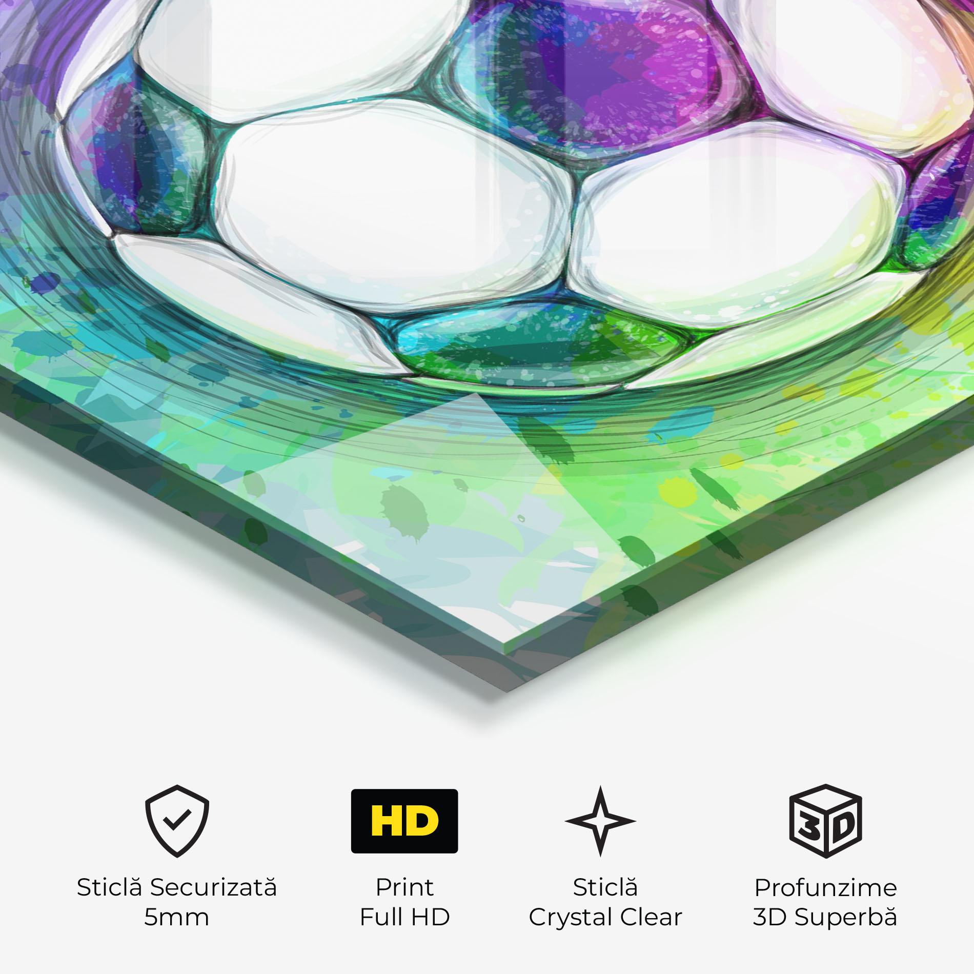 Tablou Sticla Colorful Football mockup 3