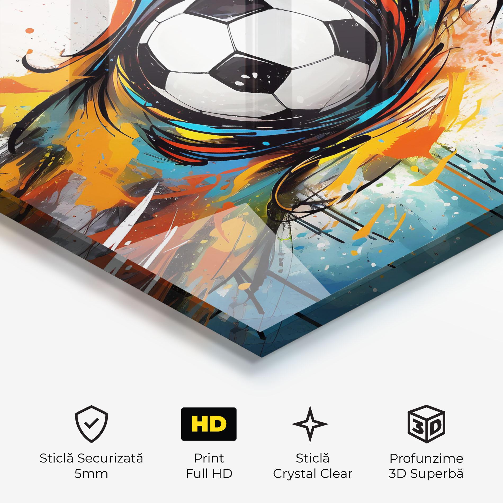 Tablou Sticla Football Flight Graffiti mockup 3