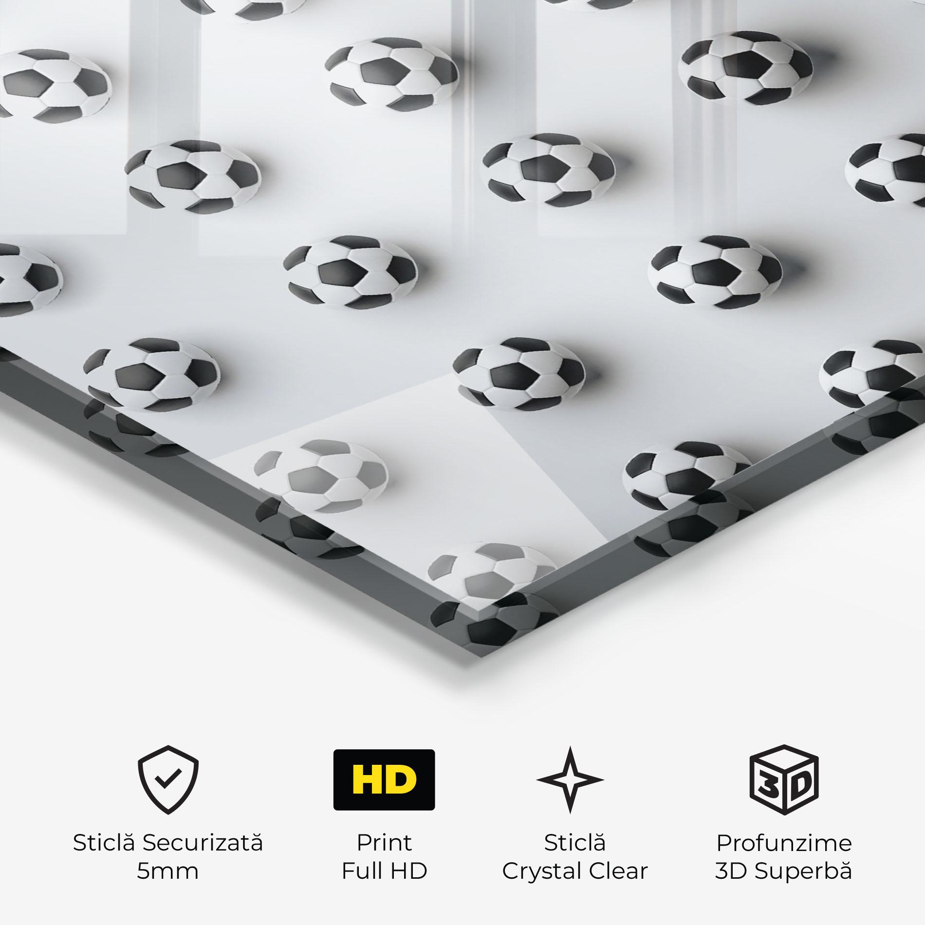 Tablou Sticla Football Pattern mockup 3