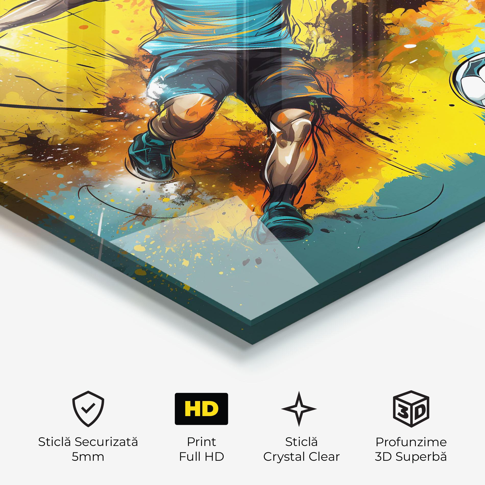 Tablou Sticla Football Player Painting mockup 3