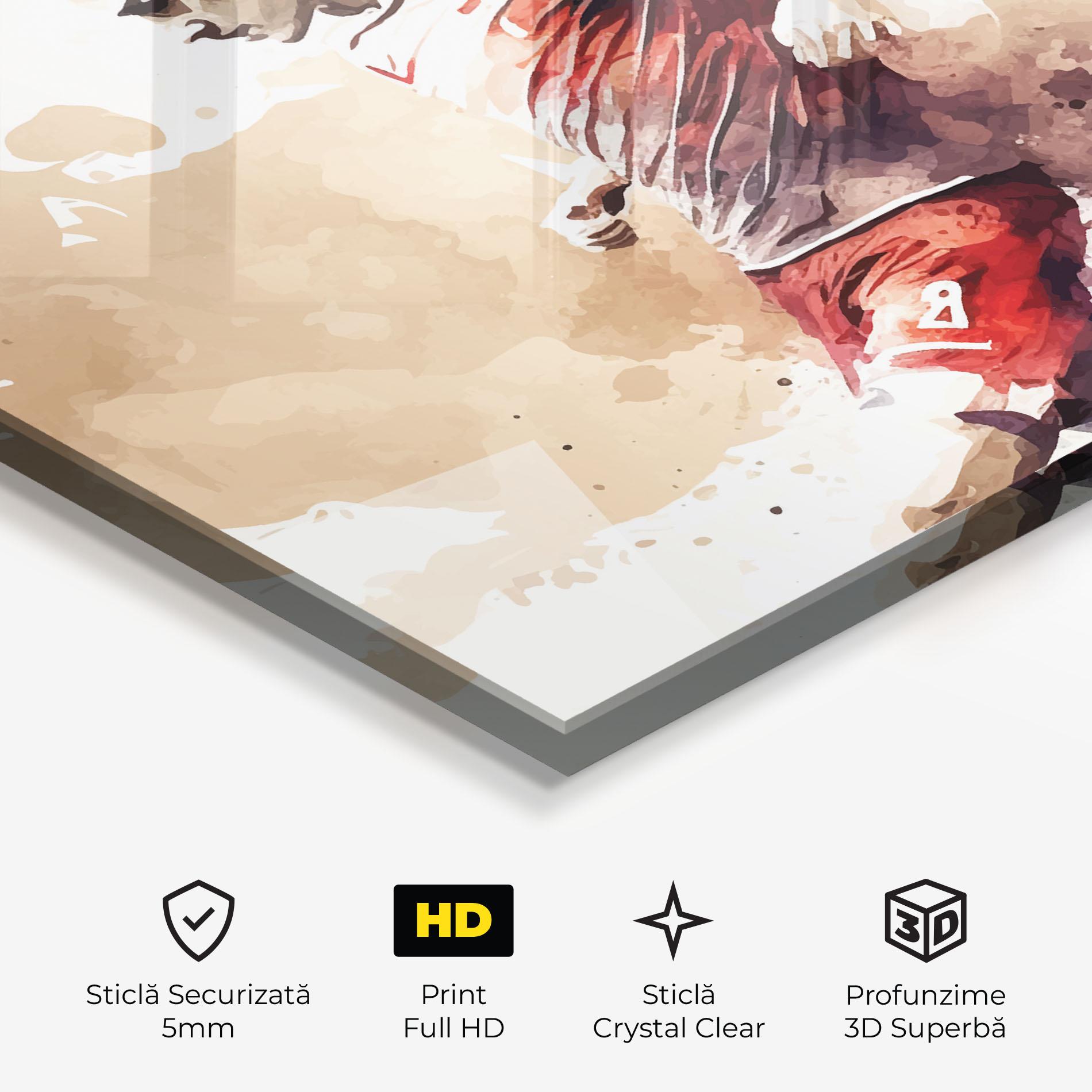 Tablou Sticla Football Red Cream mockup 3