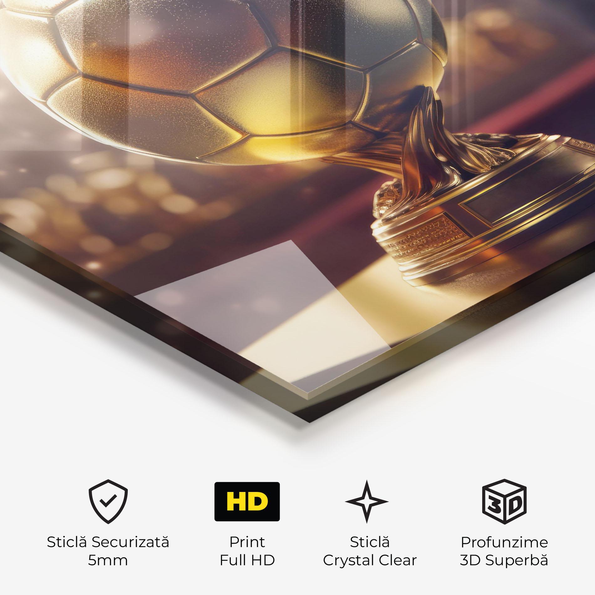 Tablou Sticla Gold Football Award mockup 3
