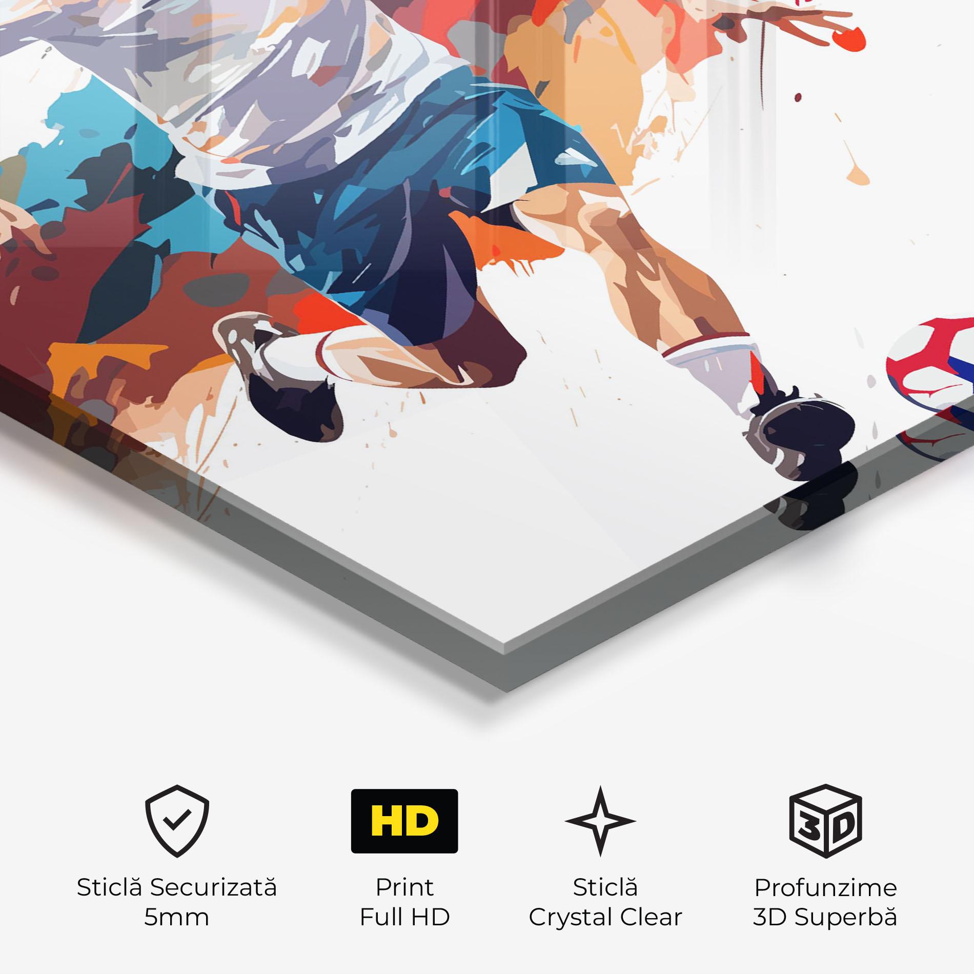 Tablou Sticla Grey Blue Football mockup 3