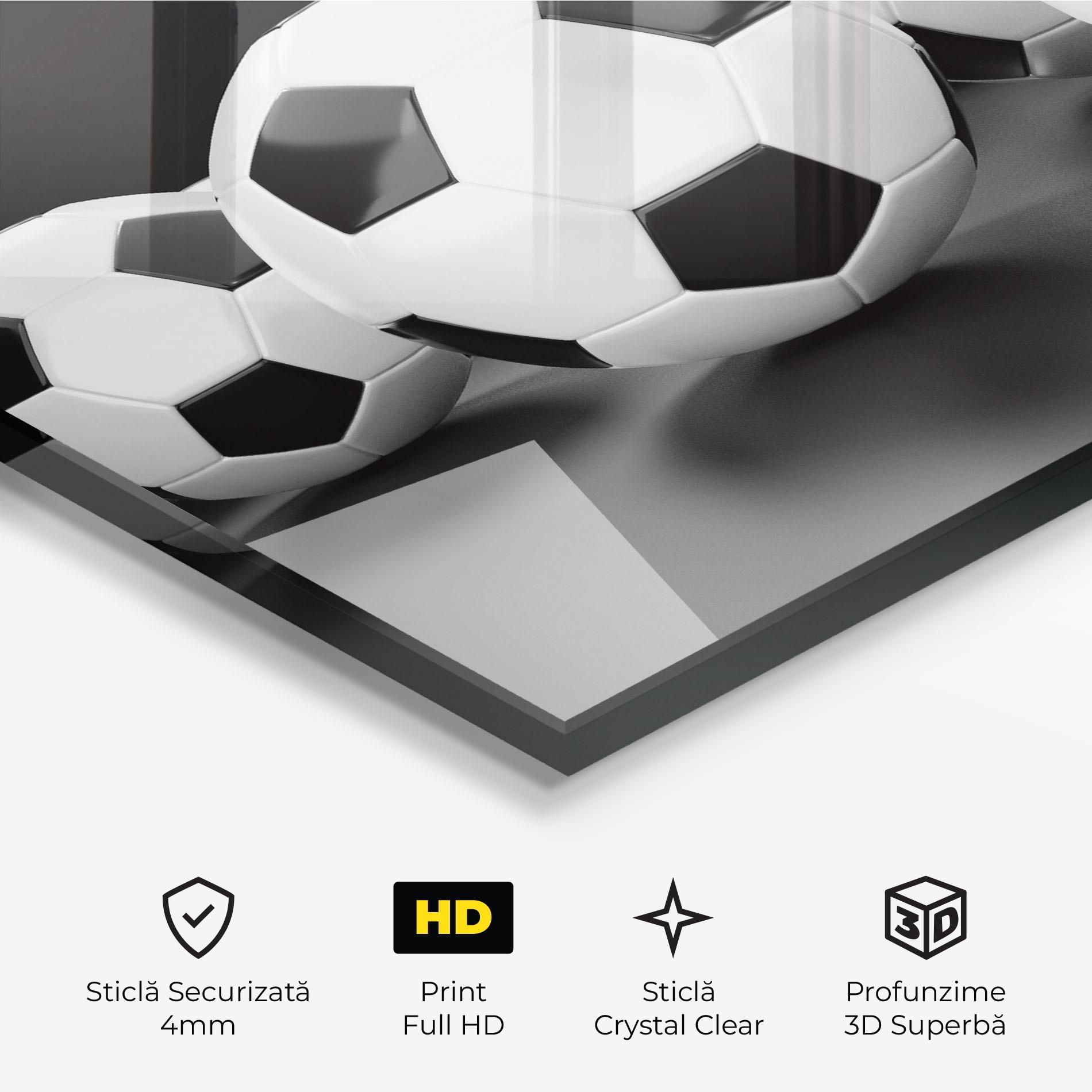Tablou Sticla Black White Football mockup 3