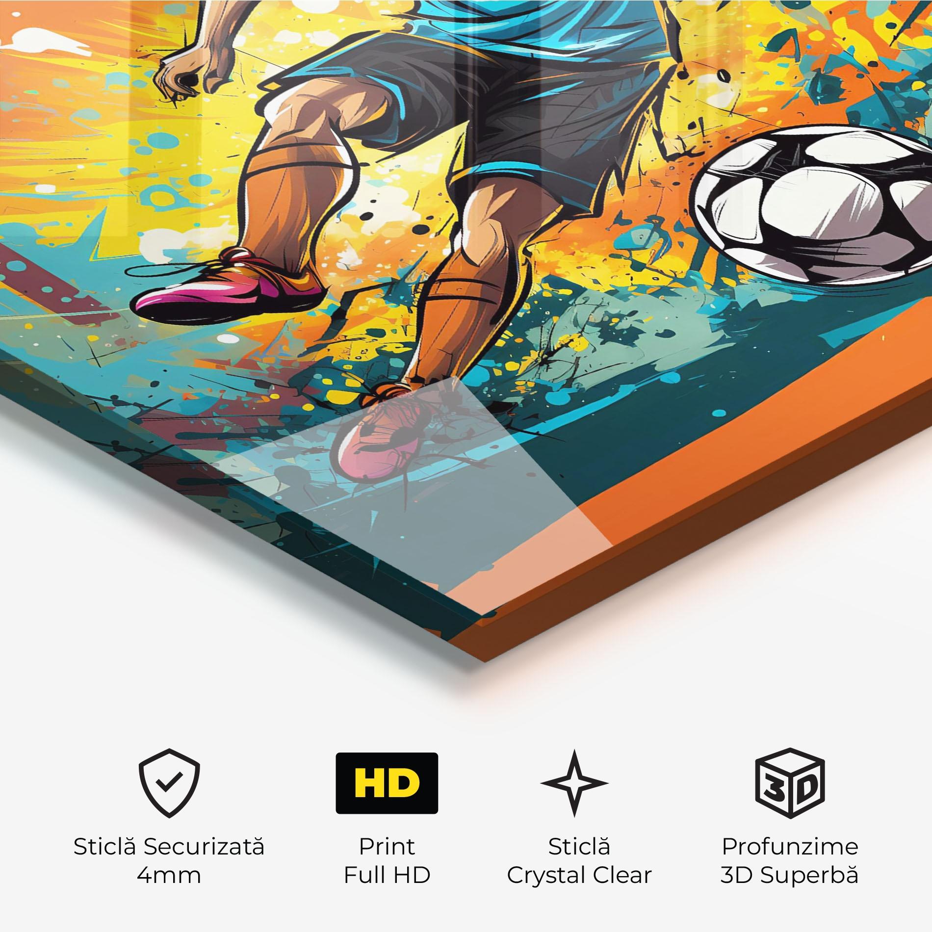 Tablou Sticla Blue Tshirt Football mockup 3