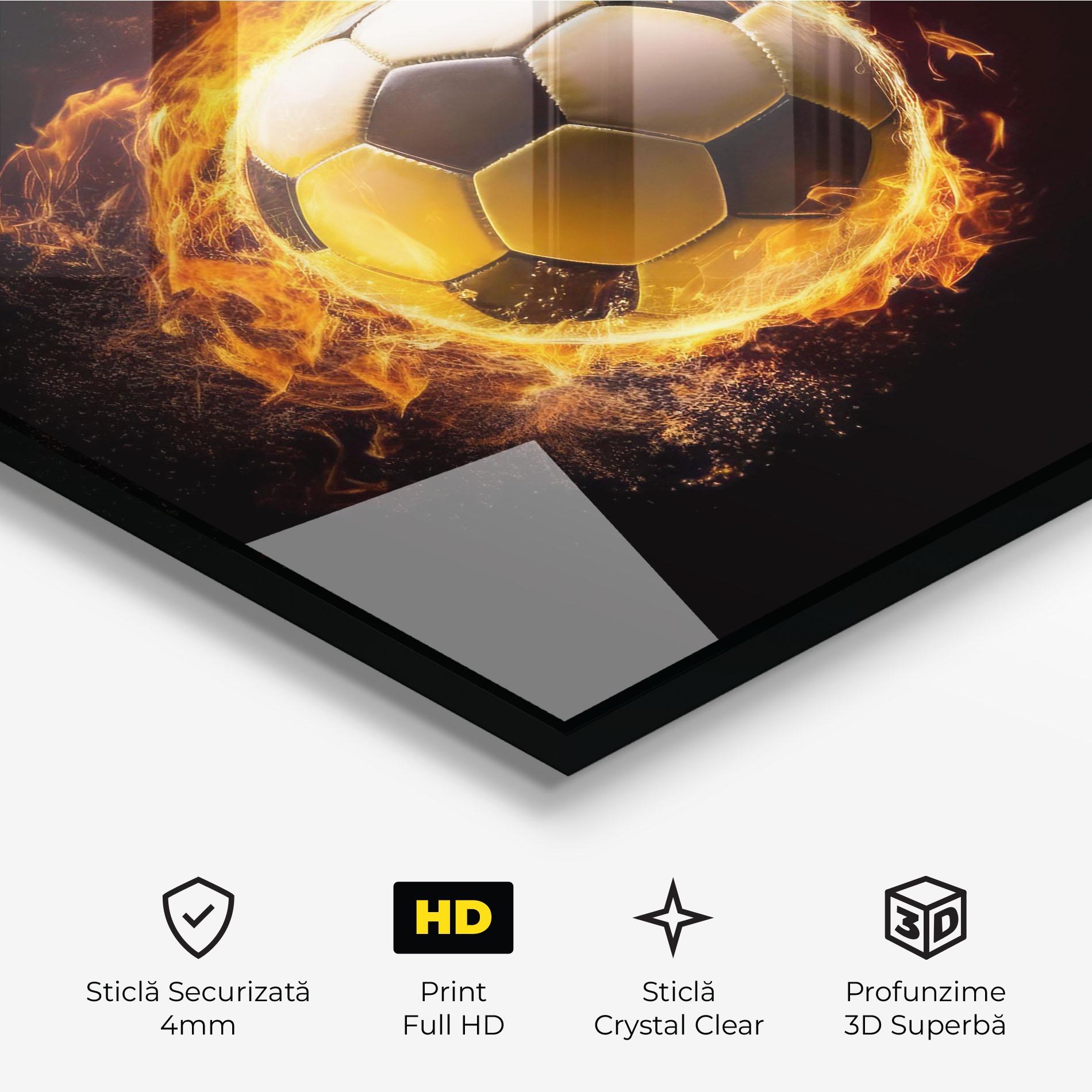 Tablou Sticla Fire Football mockup 3