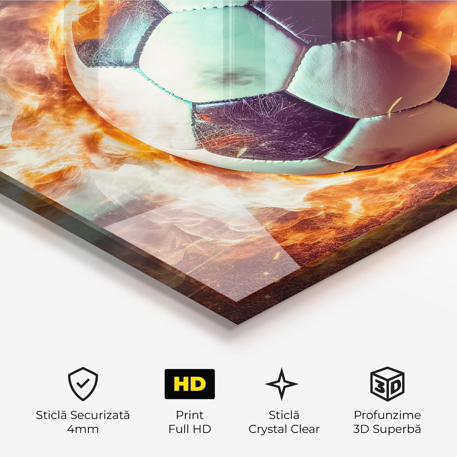 Tablou Sticla Football Explosion mockup 3