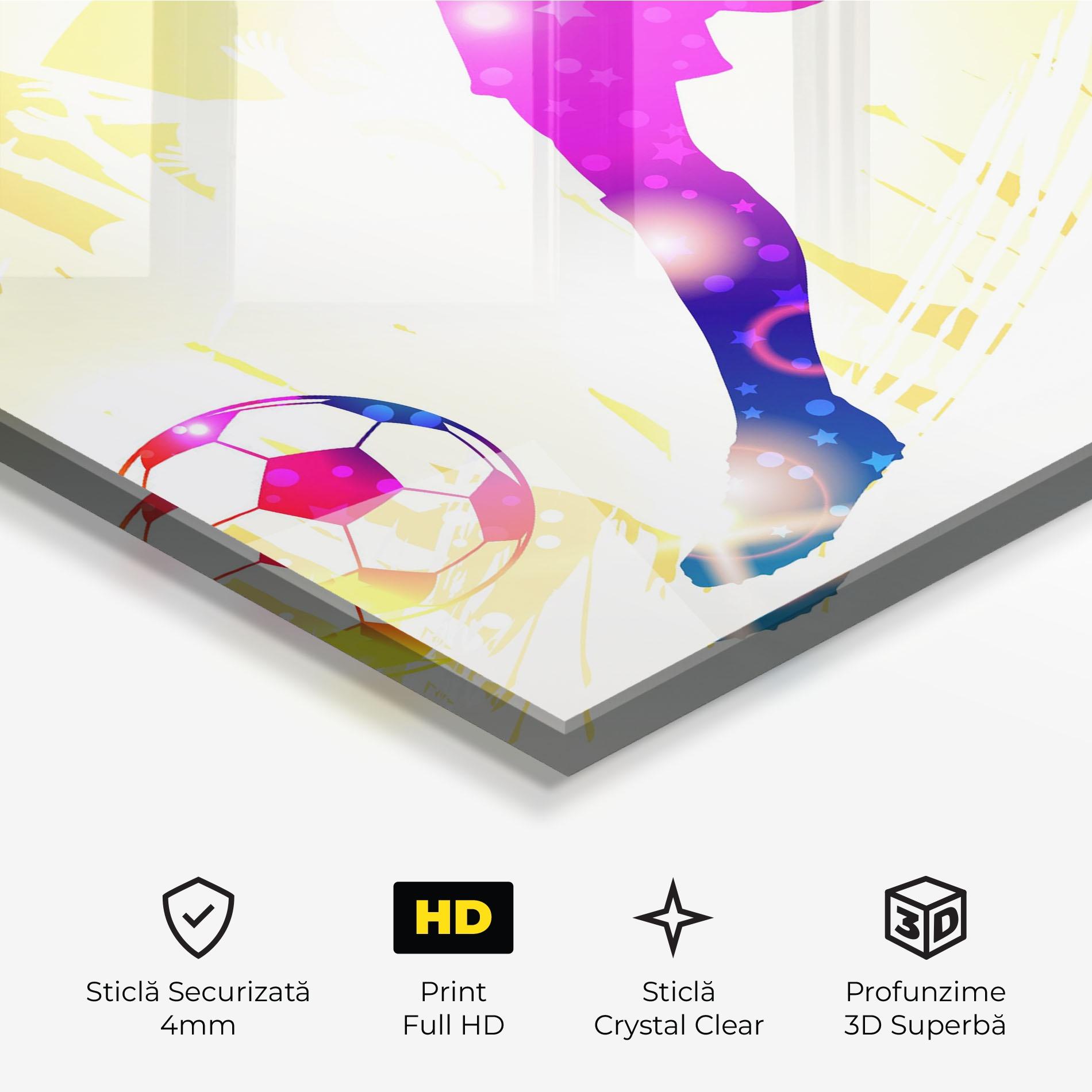 Tablou Sticla Football Gold Art mockup 3