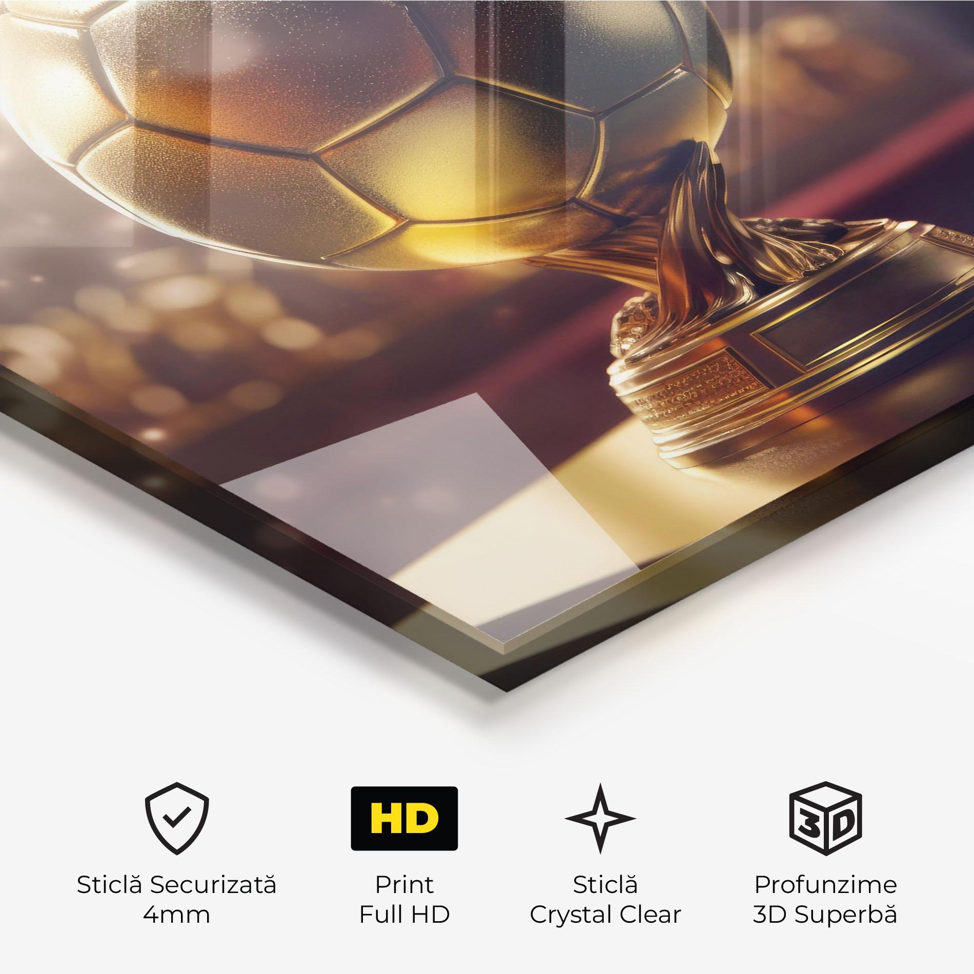 Tablou Sticla Gold Football Award mockup 3