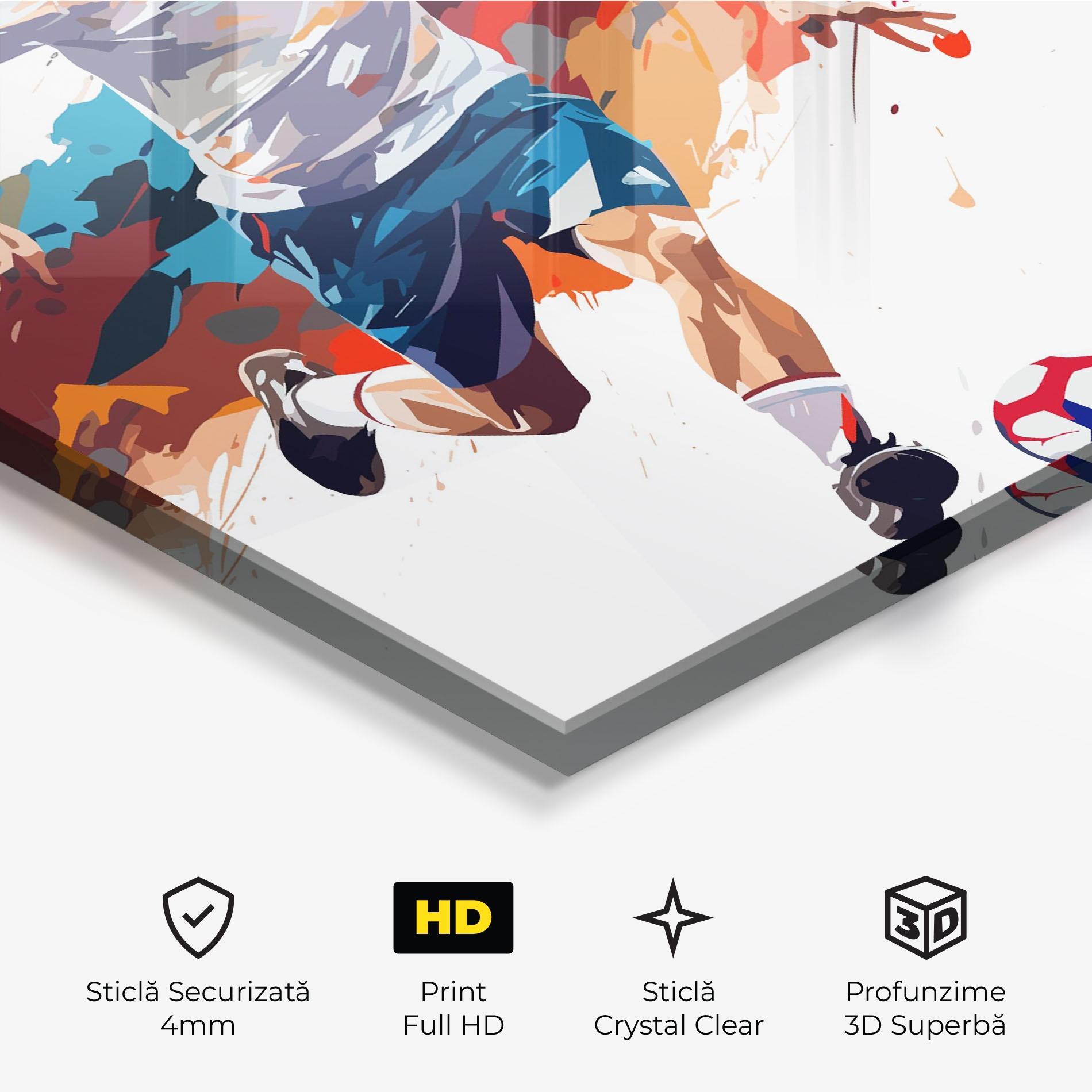 Tablou Sticla Grey Blue Football mockup 3