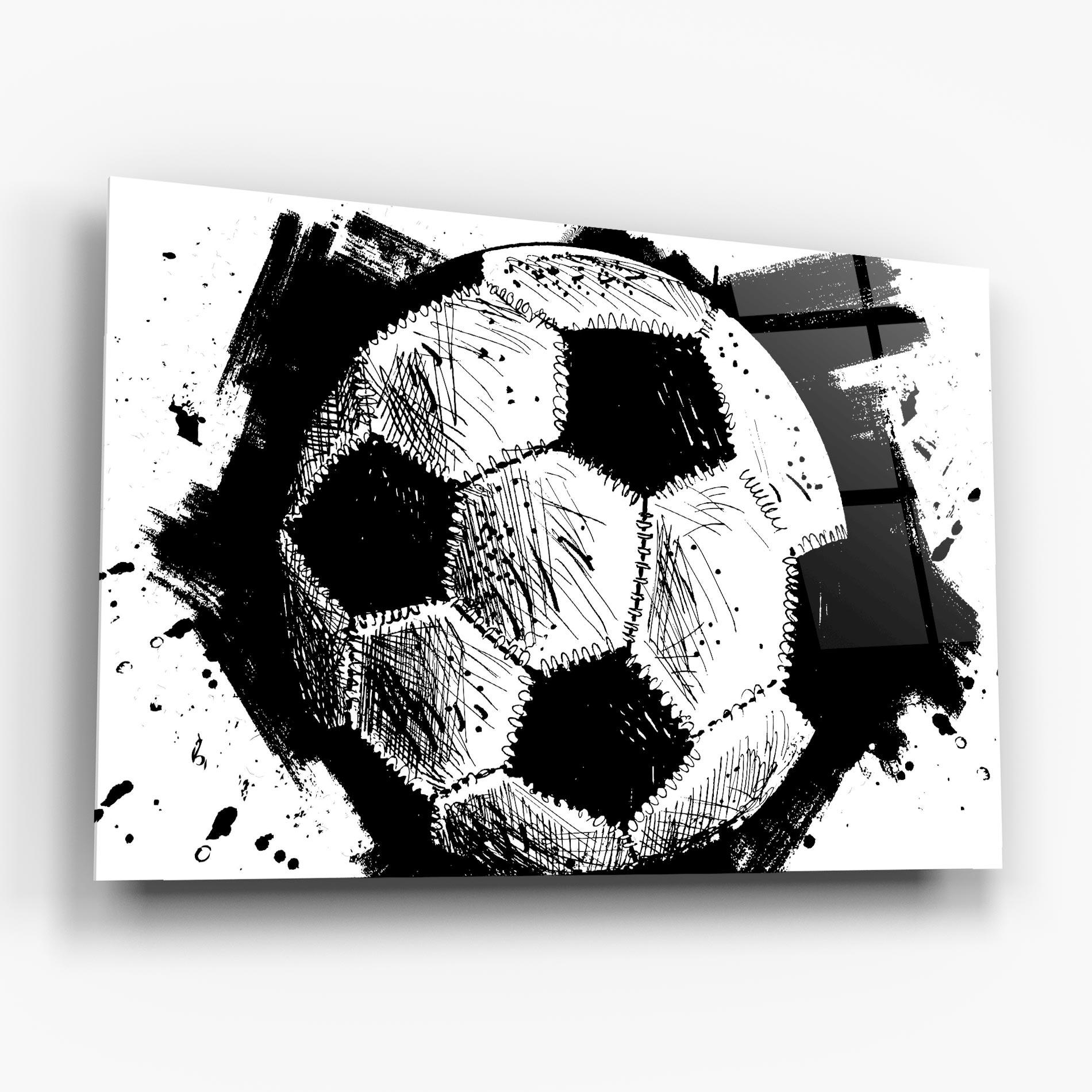 Tablou Sticla Black Line Football mockup 6
