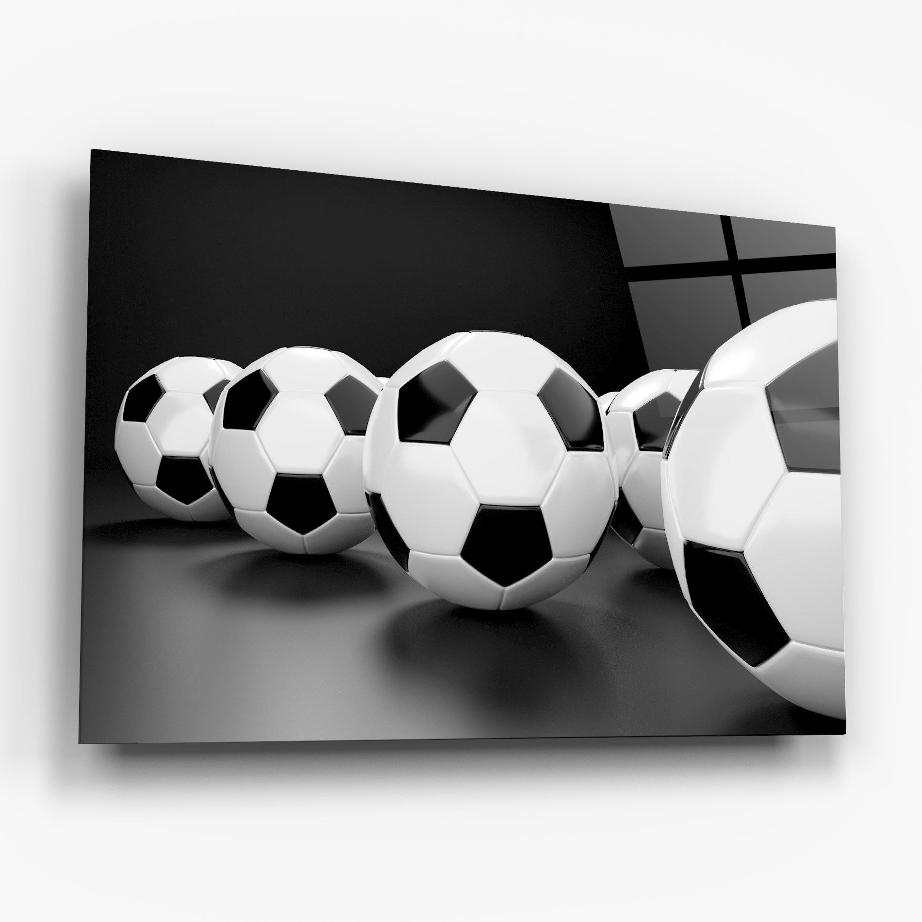 Tablou Sticla Black White Football mockup 6