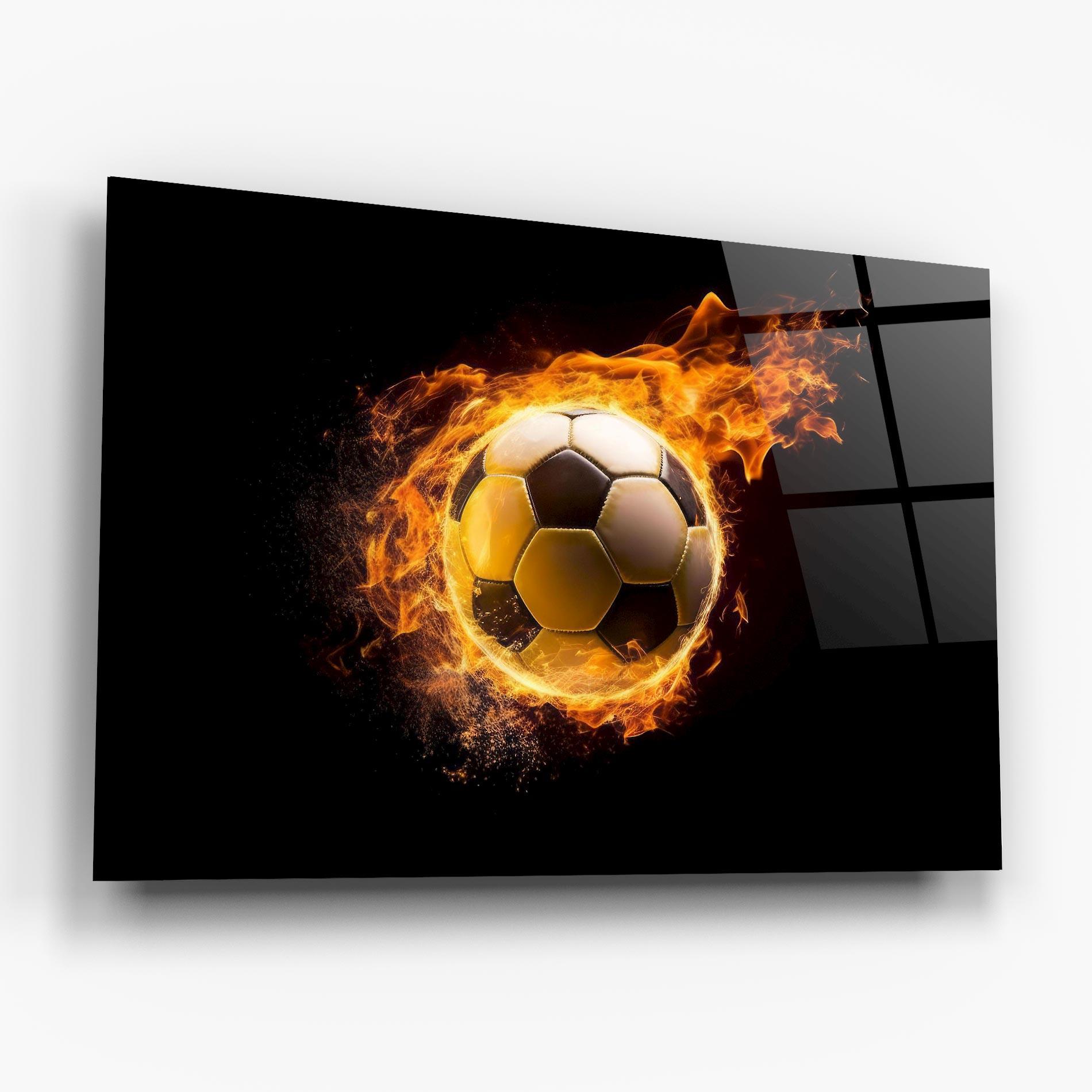 Tablou Sticla Fire Football mockup 6