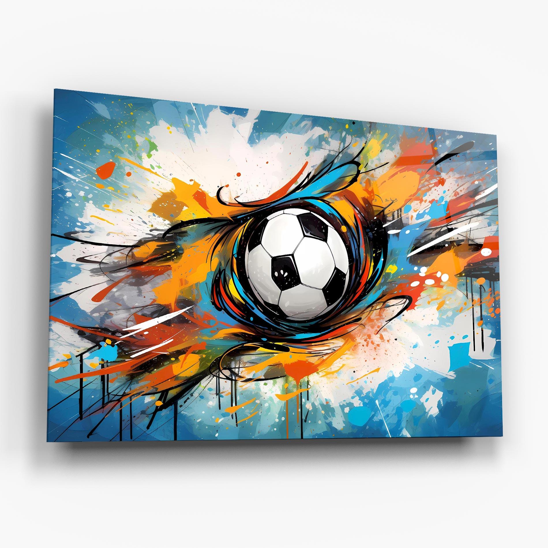 Tablou Sticla Football Flight Graffiti mockup 6