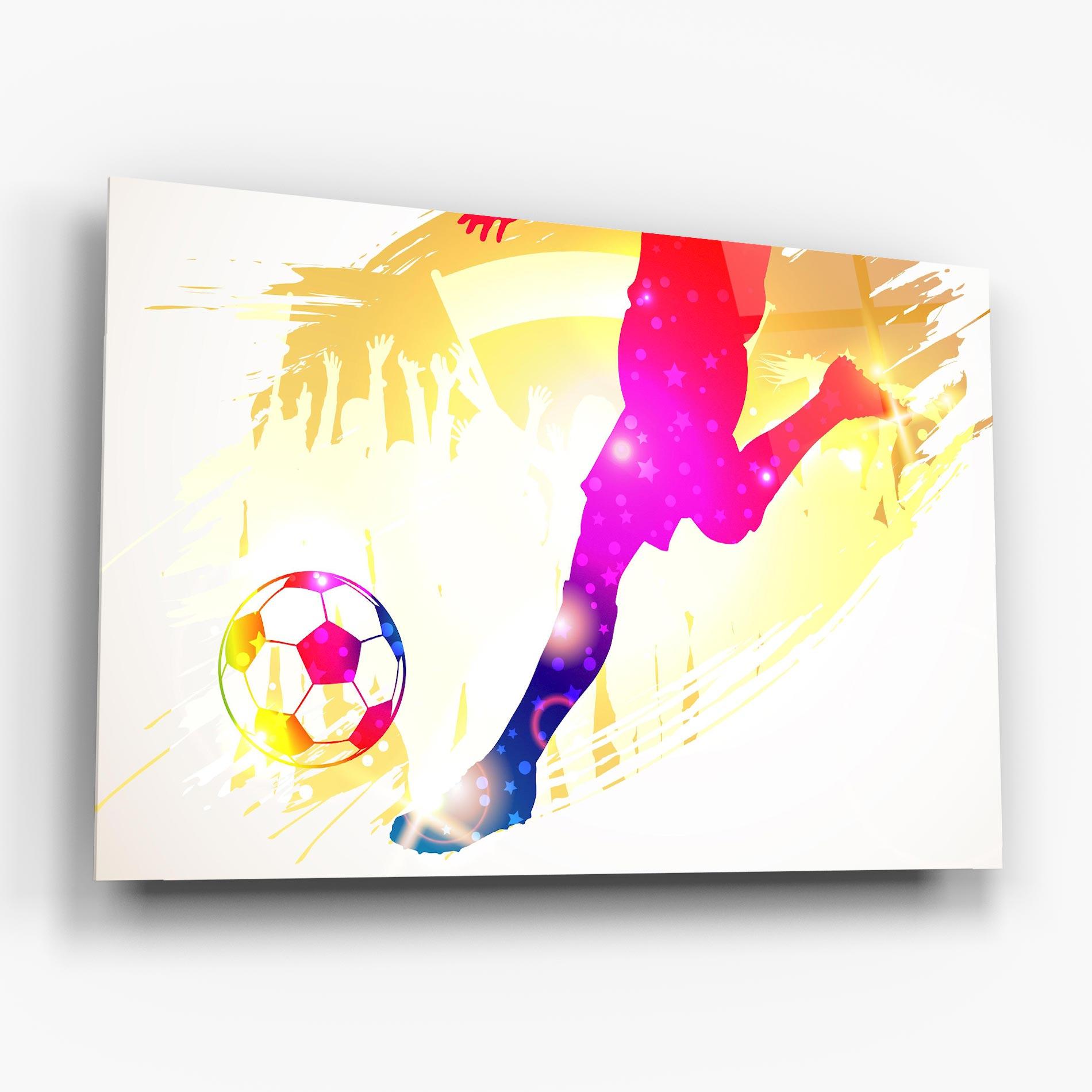 Tablou Sticla Football Gold Art mockup 6