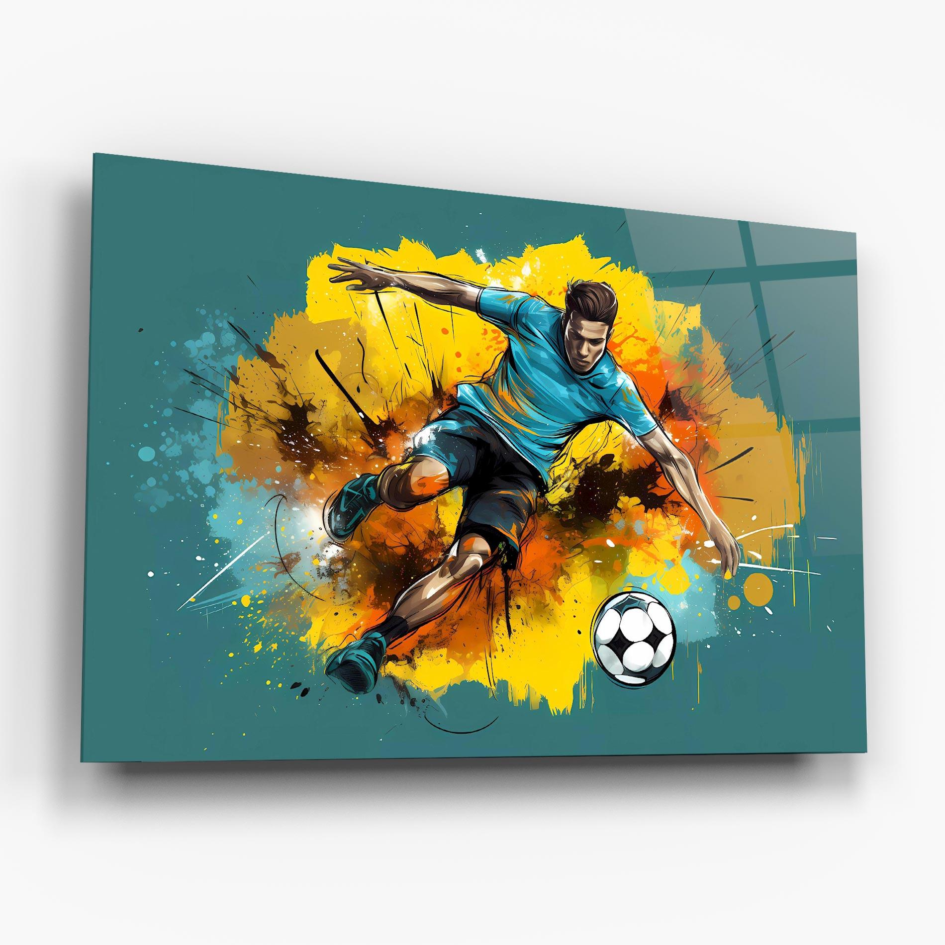 Tablou Sticla Football Player Painting mockup 6