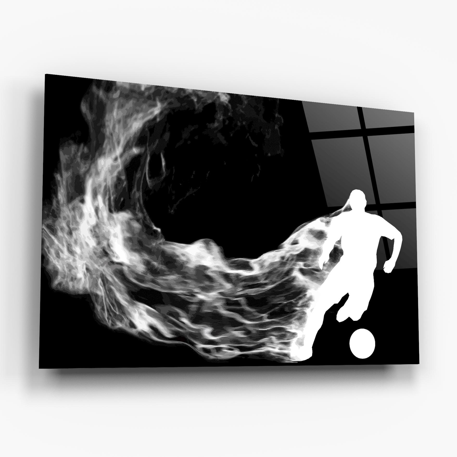 Tablou Sticla Football White Smoke mockup 6