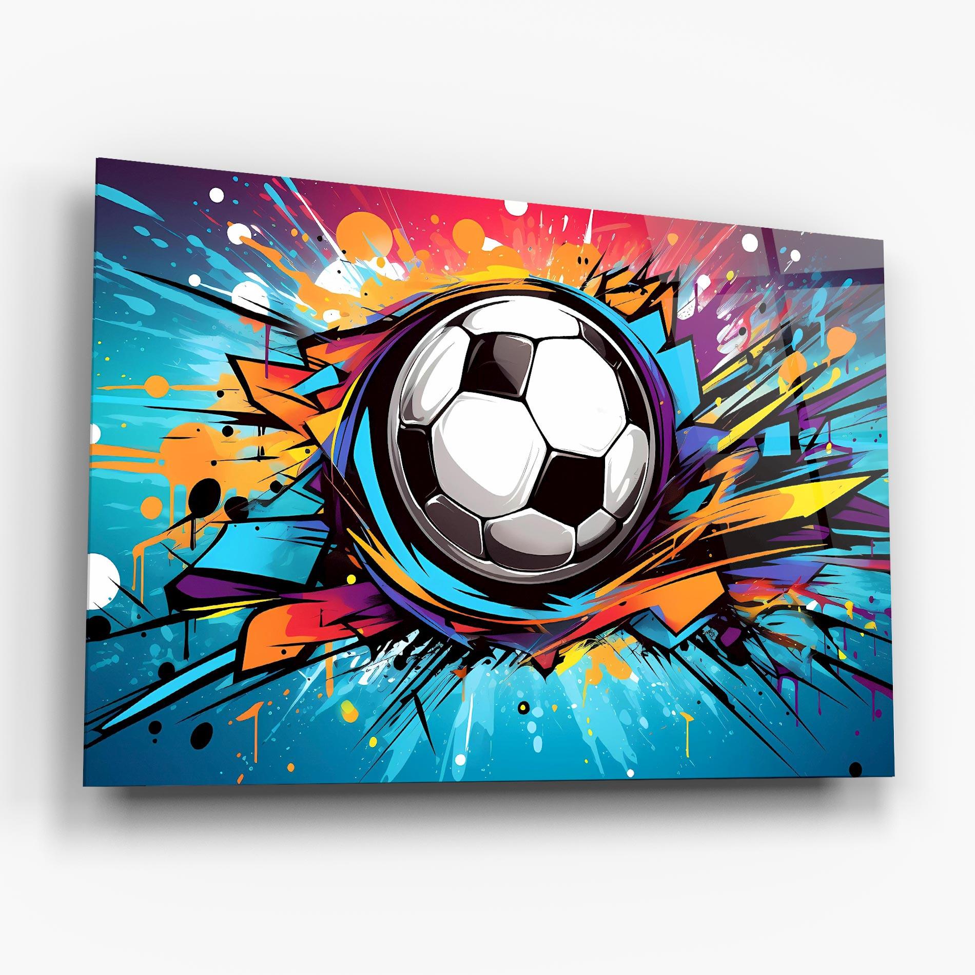 Tablou Sticla Graffiti Football Flight mockup 6