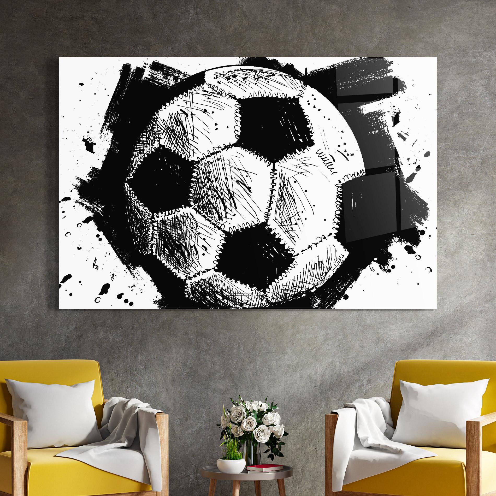 Tablou Sticla Black Line Football mockup 4