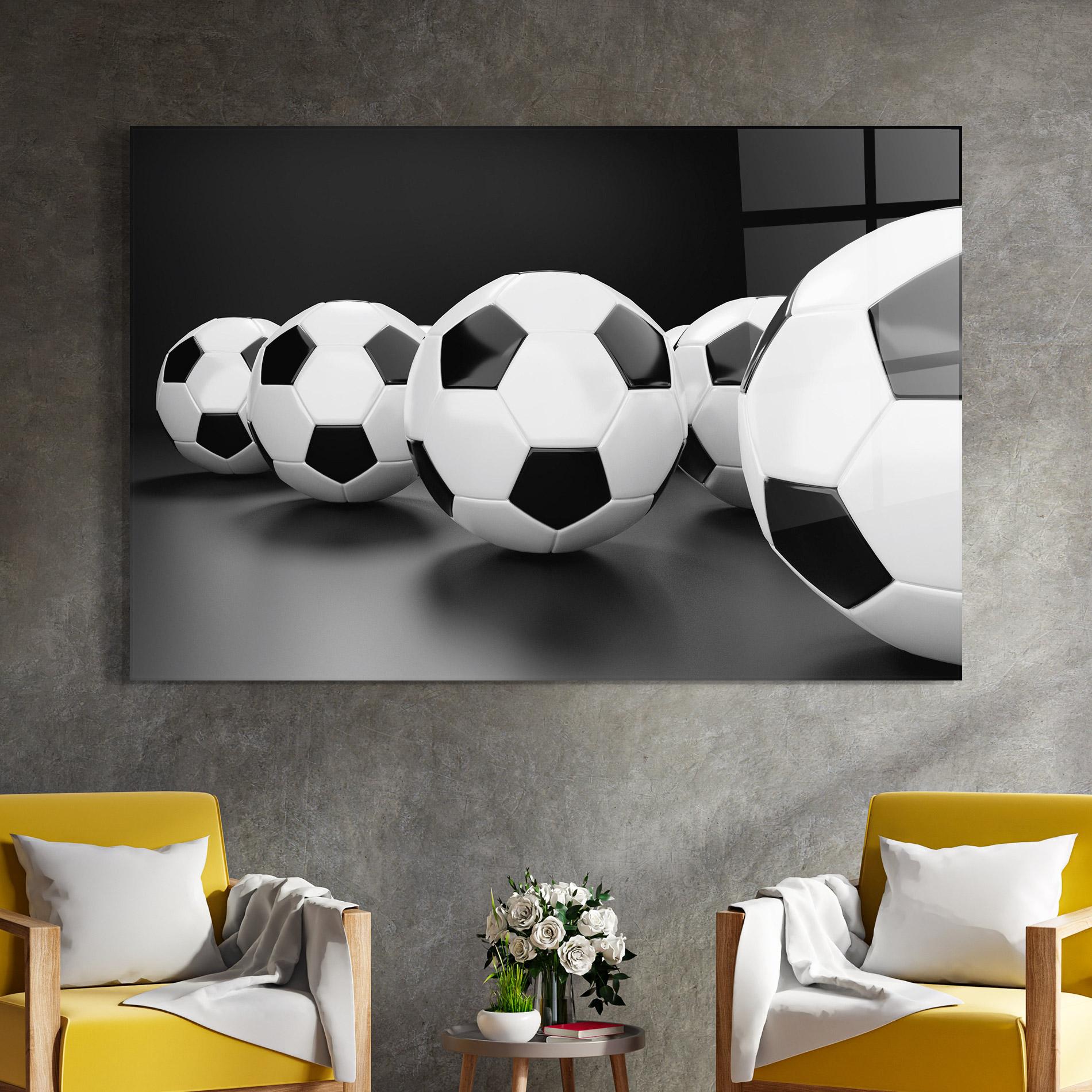 Tablou Sticla Black White Football mockup 4