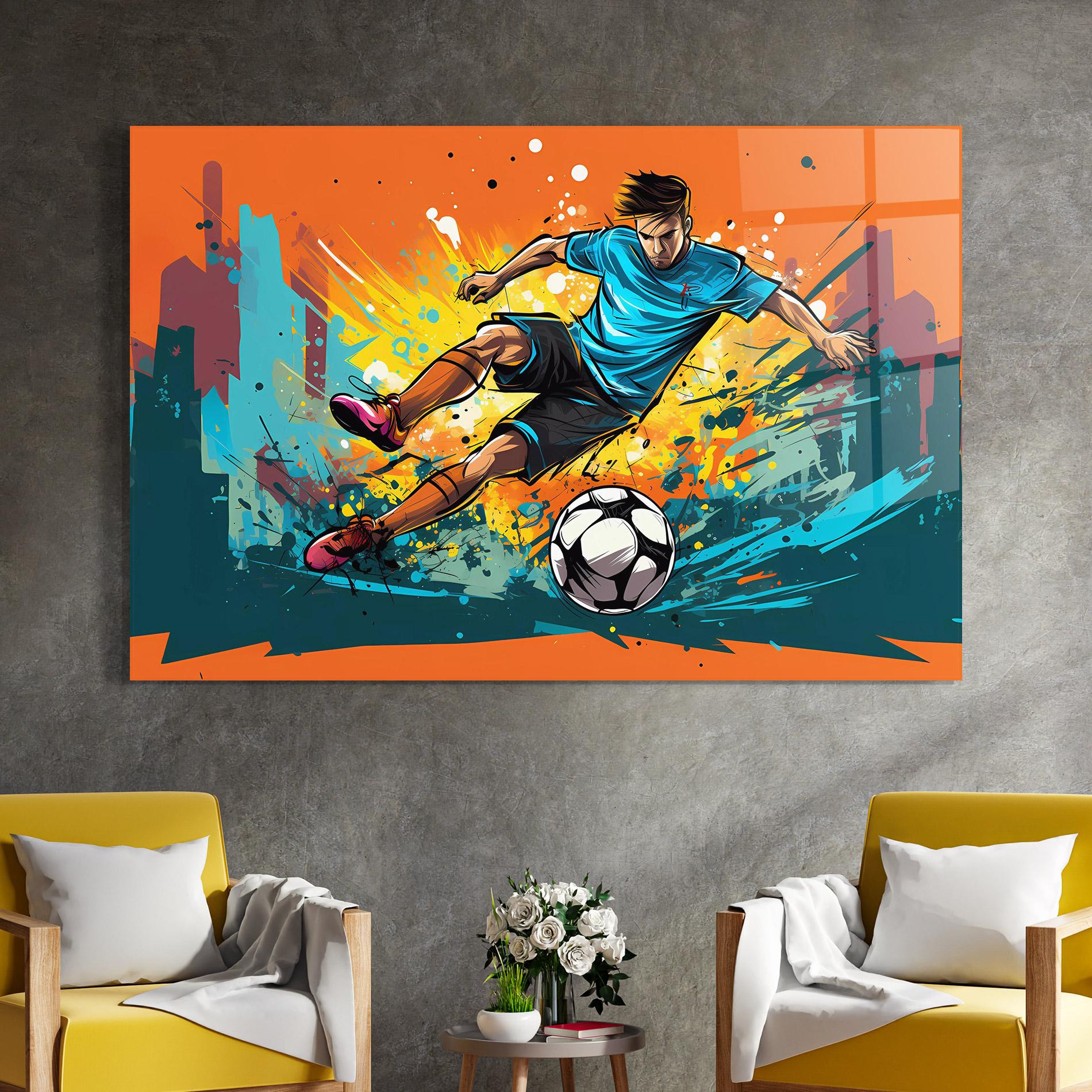 Tablou Sticla Blue Tshirt Football mockup 4