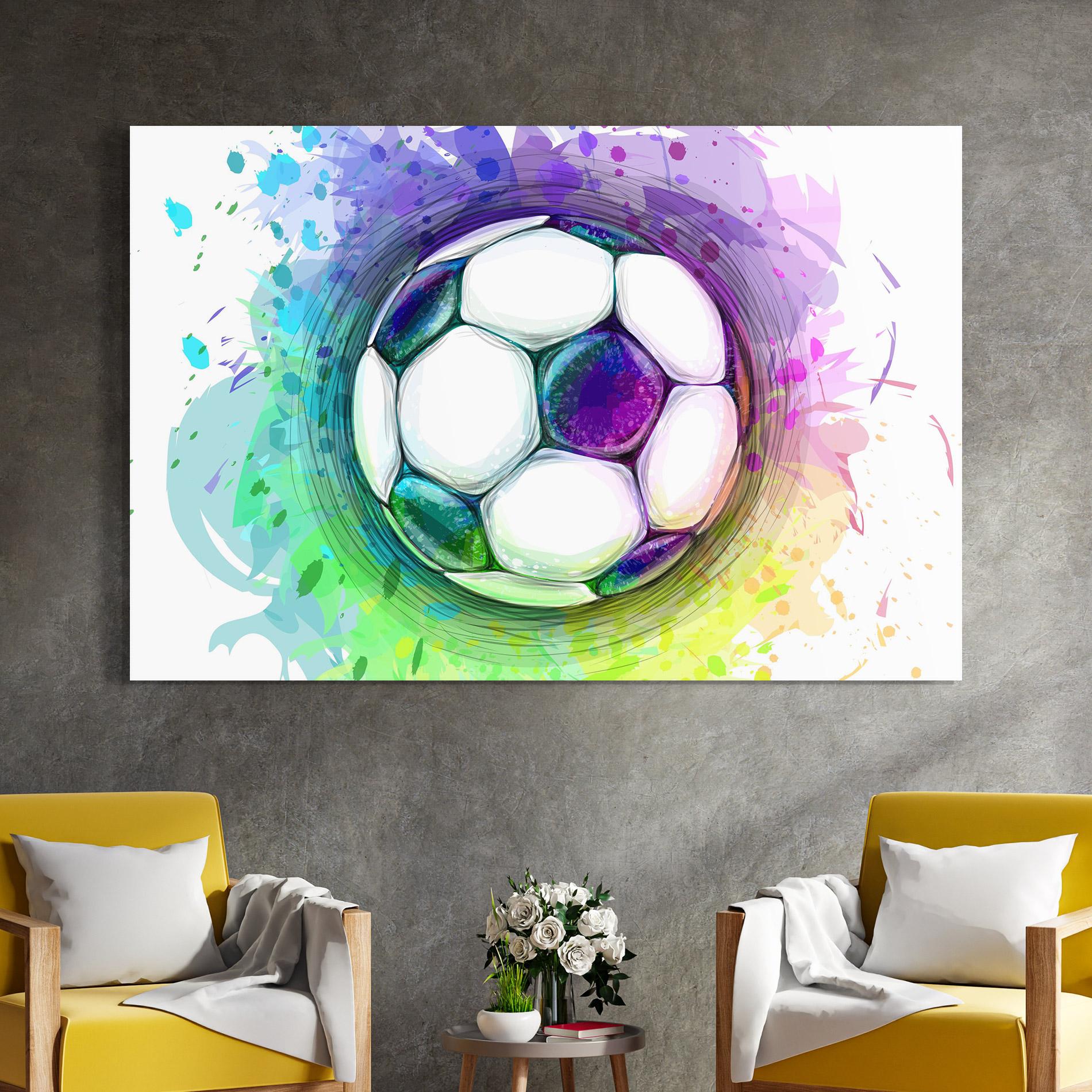Tablou Sticla Colorful Football mockup 4