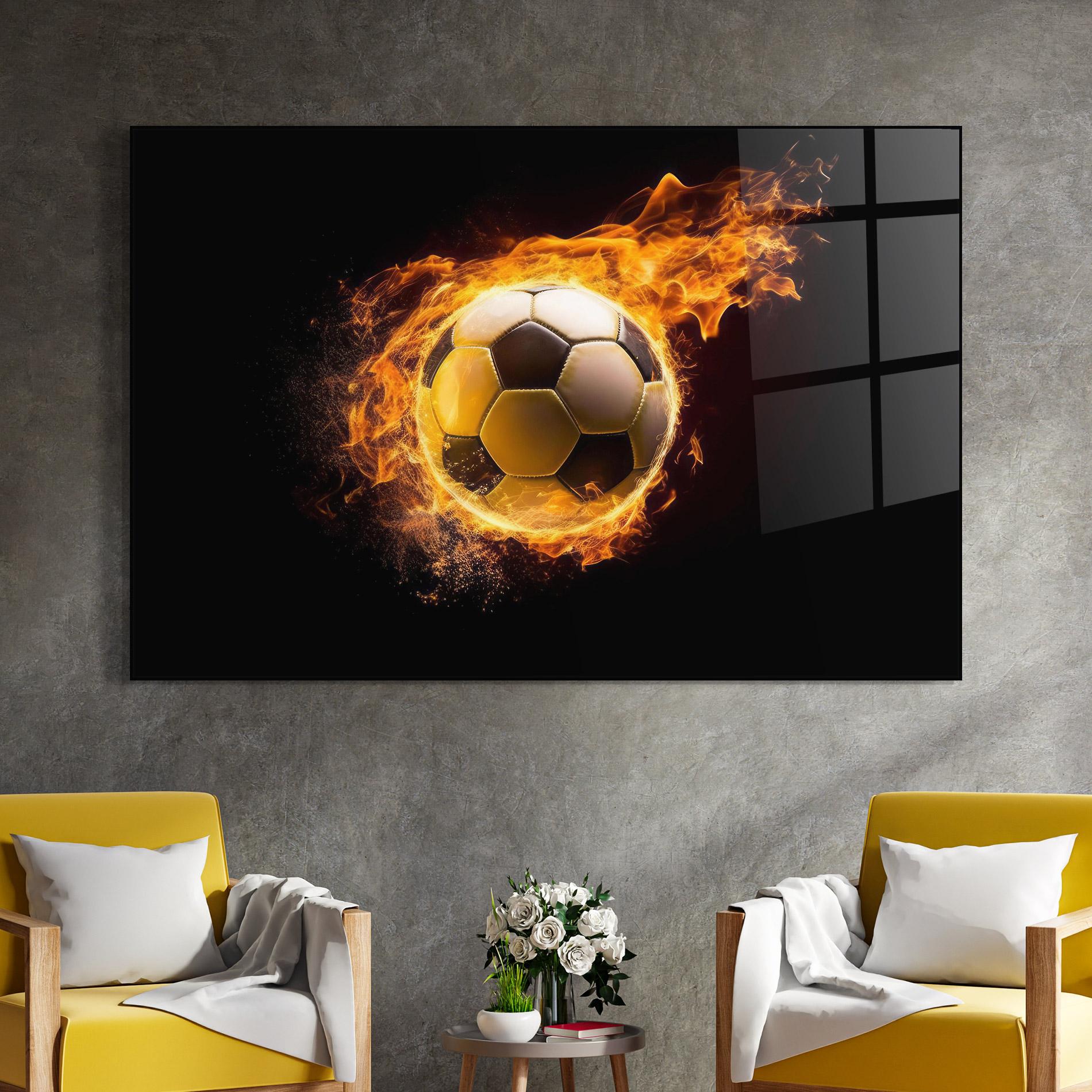 Tablou Sticla Fire Football mockup 4
