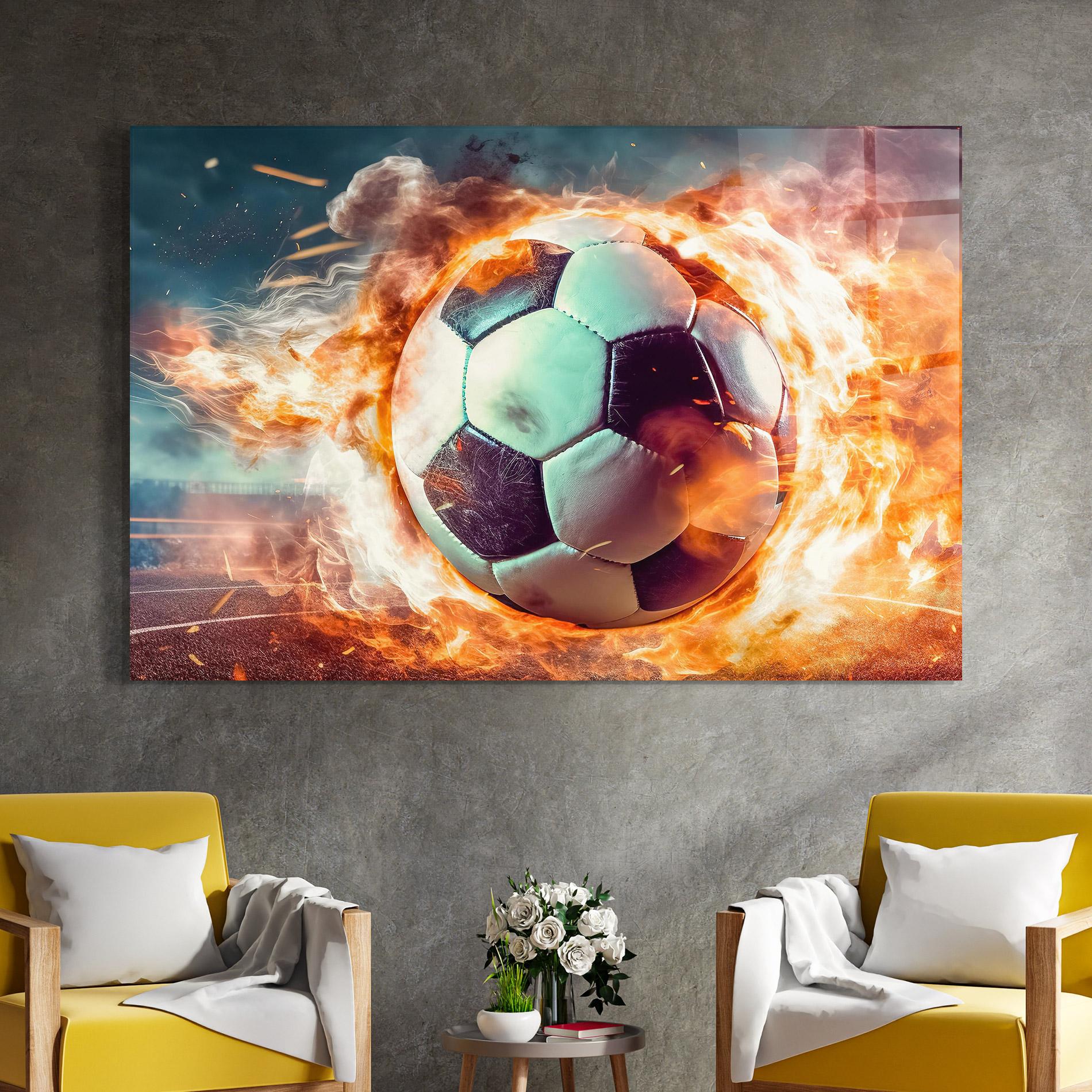 Tablou Sticla Football Explosion mockup 4