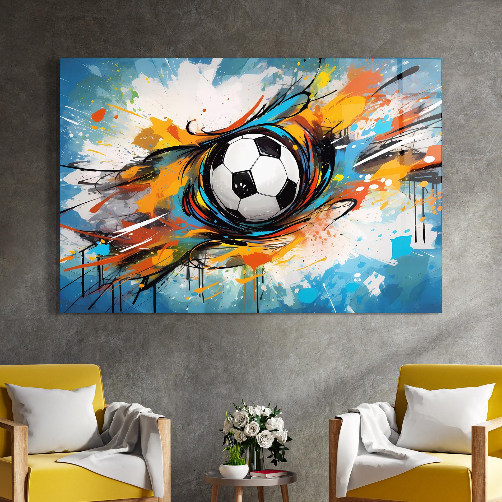 Tablou Sticla Football Flight Graffiti mockup 4