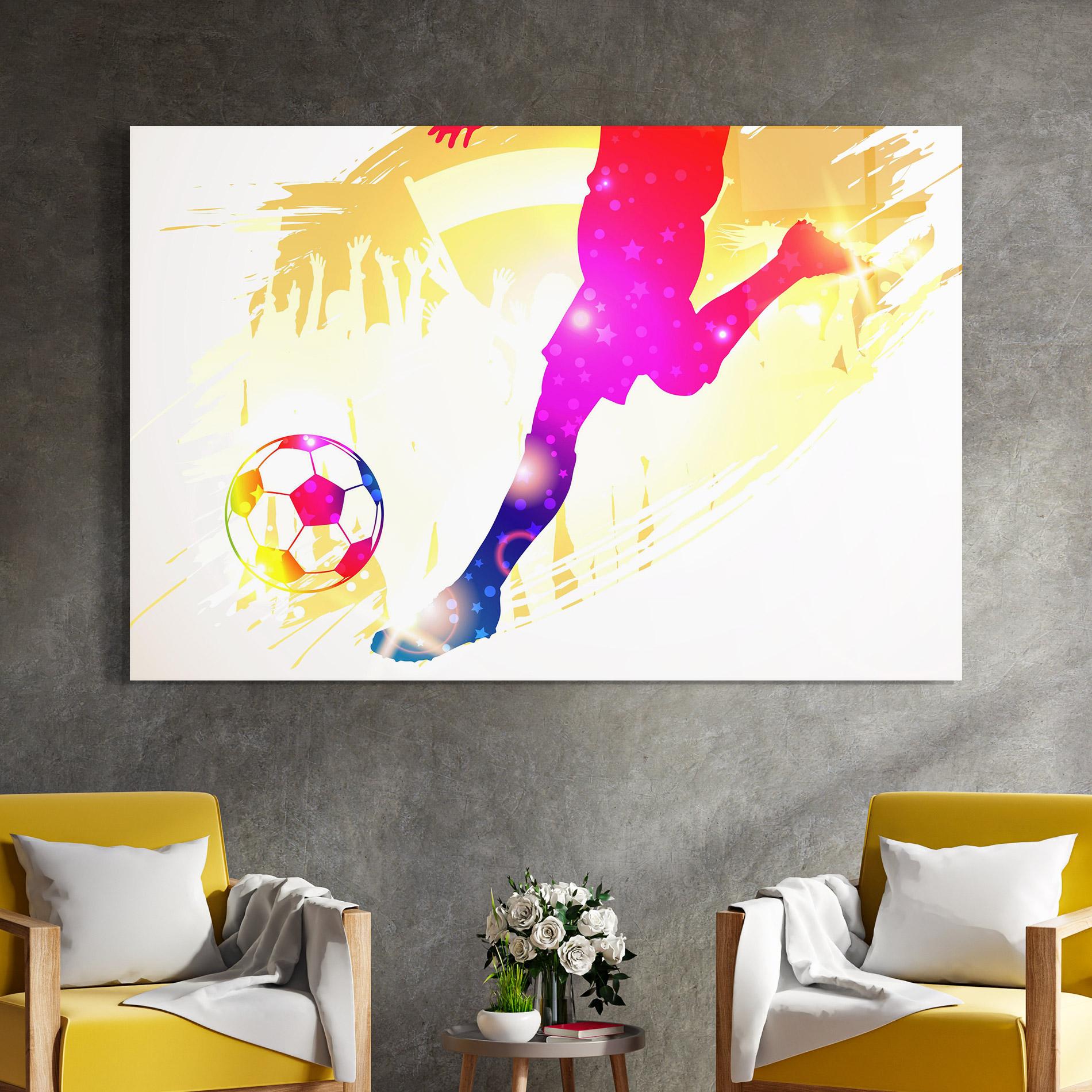 Tablou Sticla Football Gold Art mockup 4