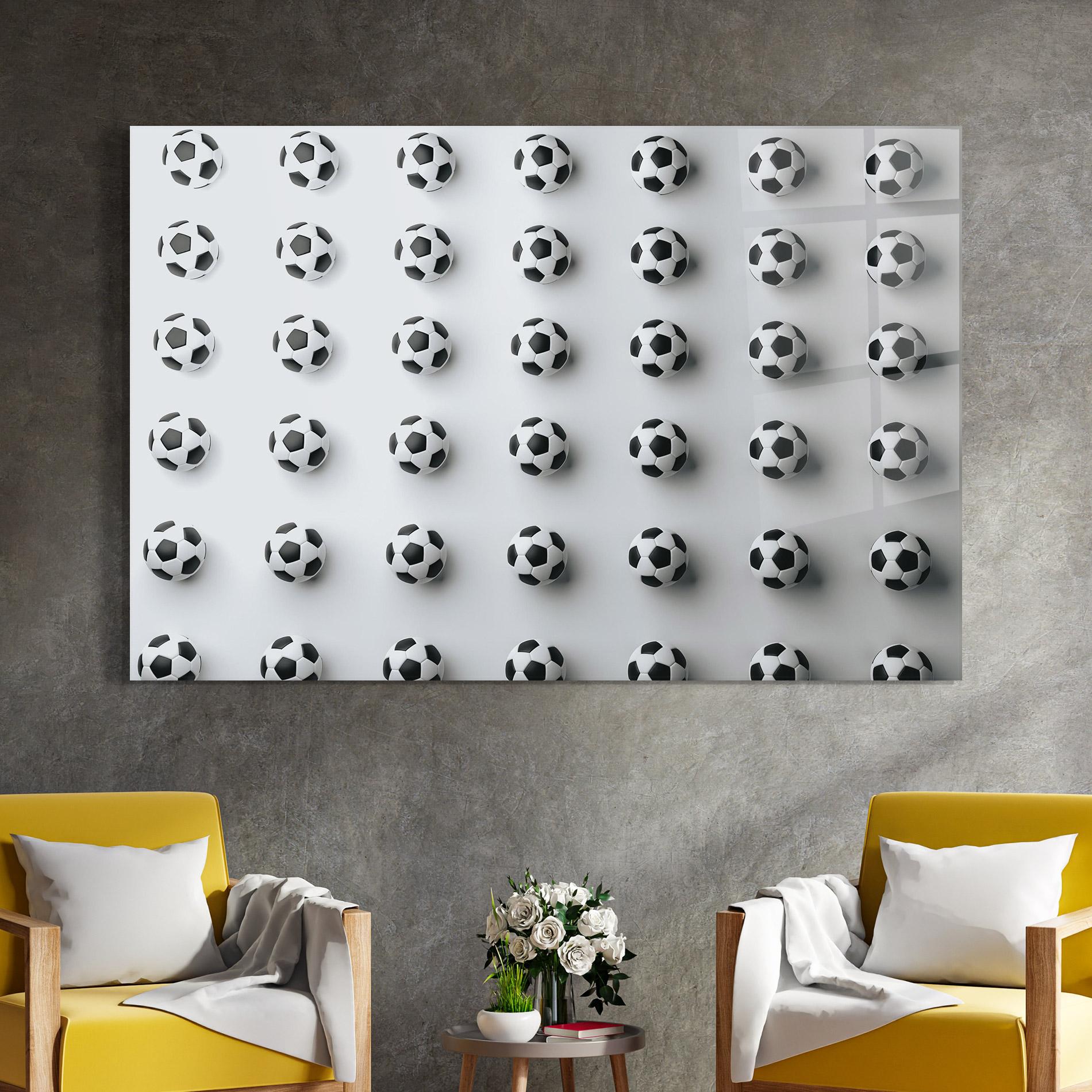 Tablou Sticla Football Pattern mockup 4