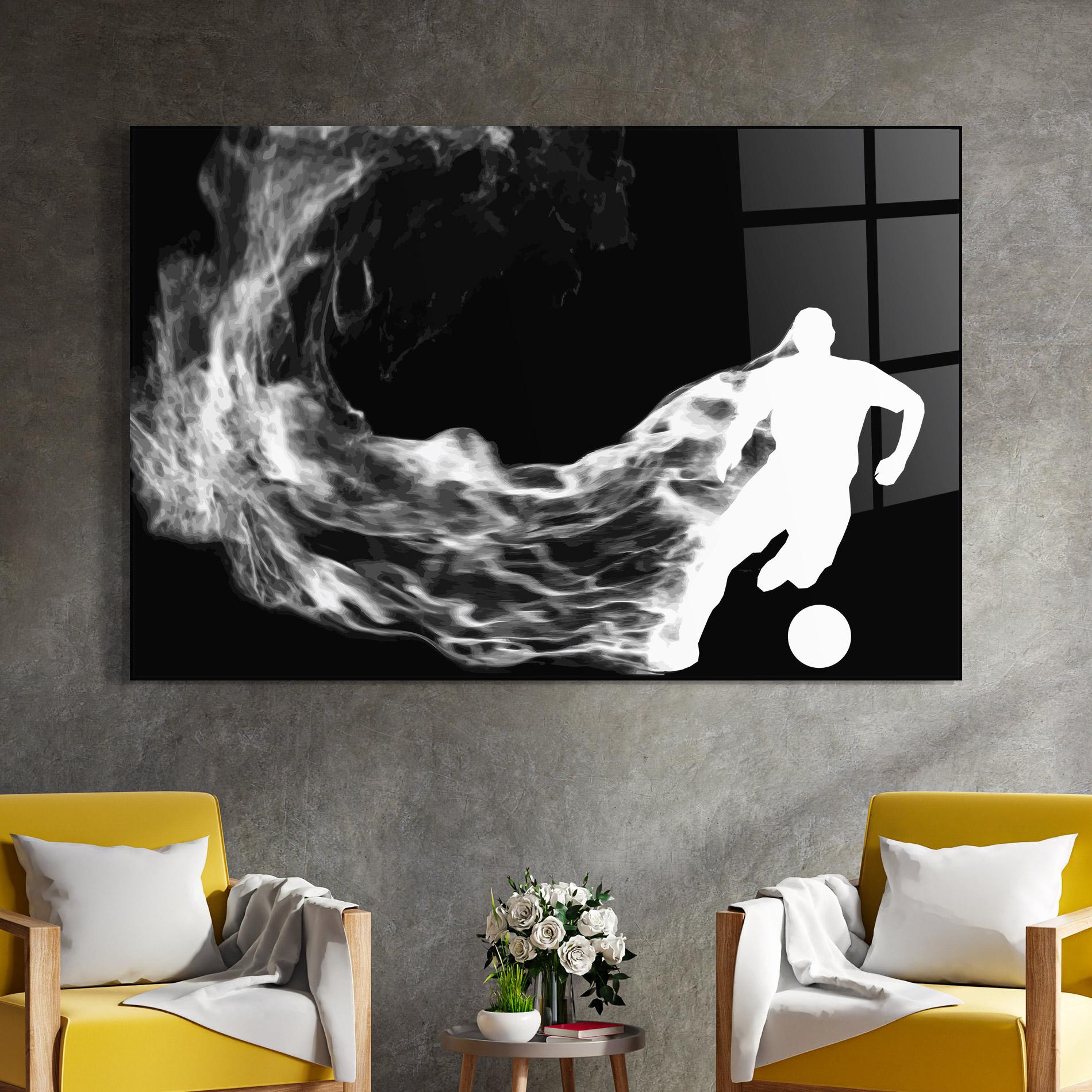 Tablou Sticla Football White Smoke mockup 4