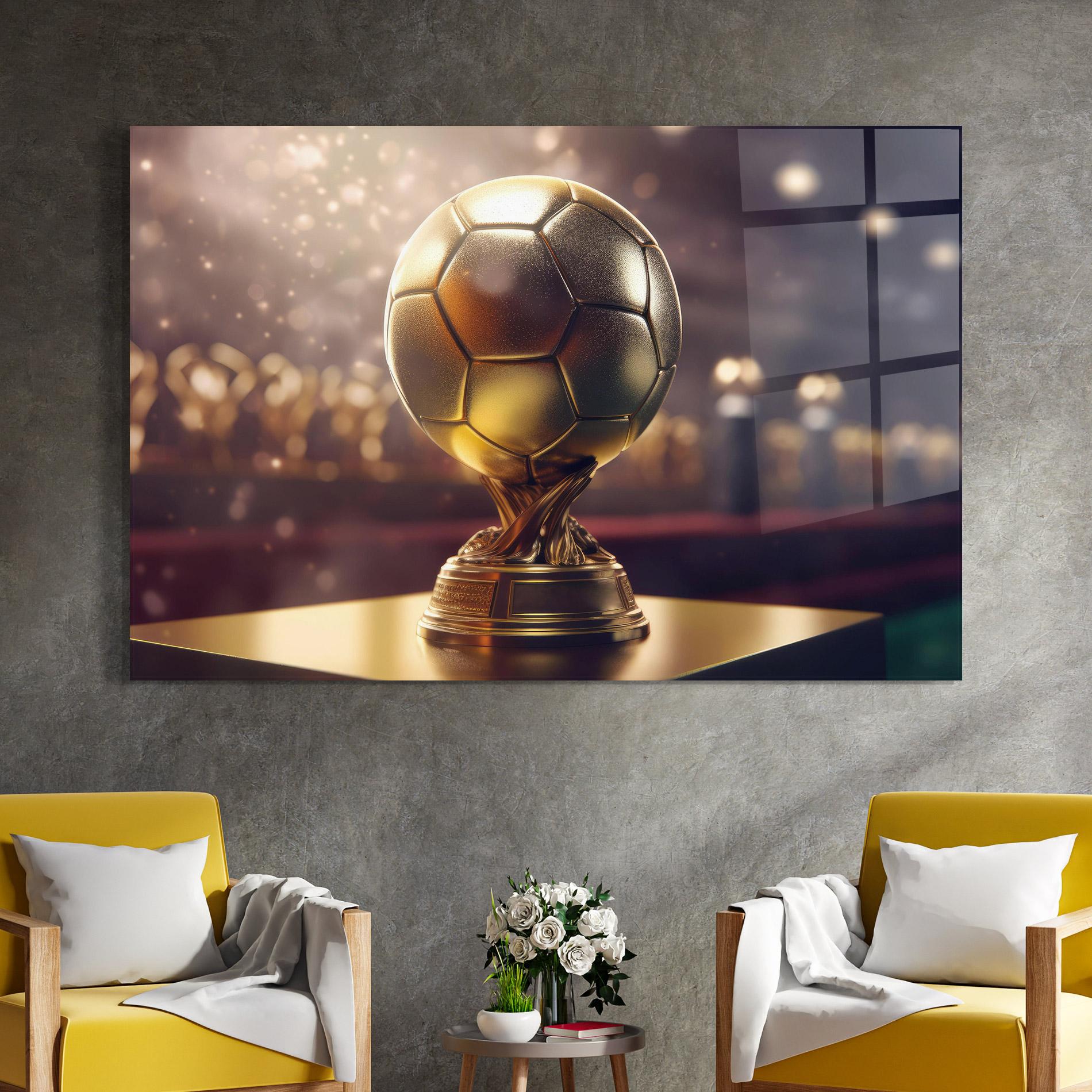 Tablou Sticla Gold Football Award mockup 4
