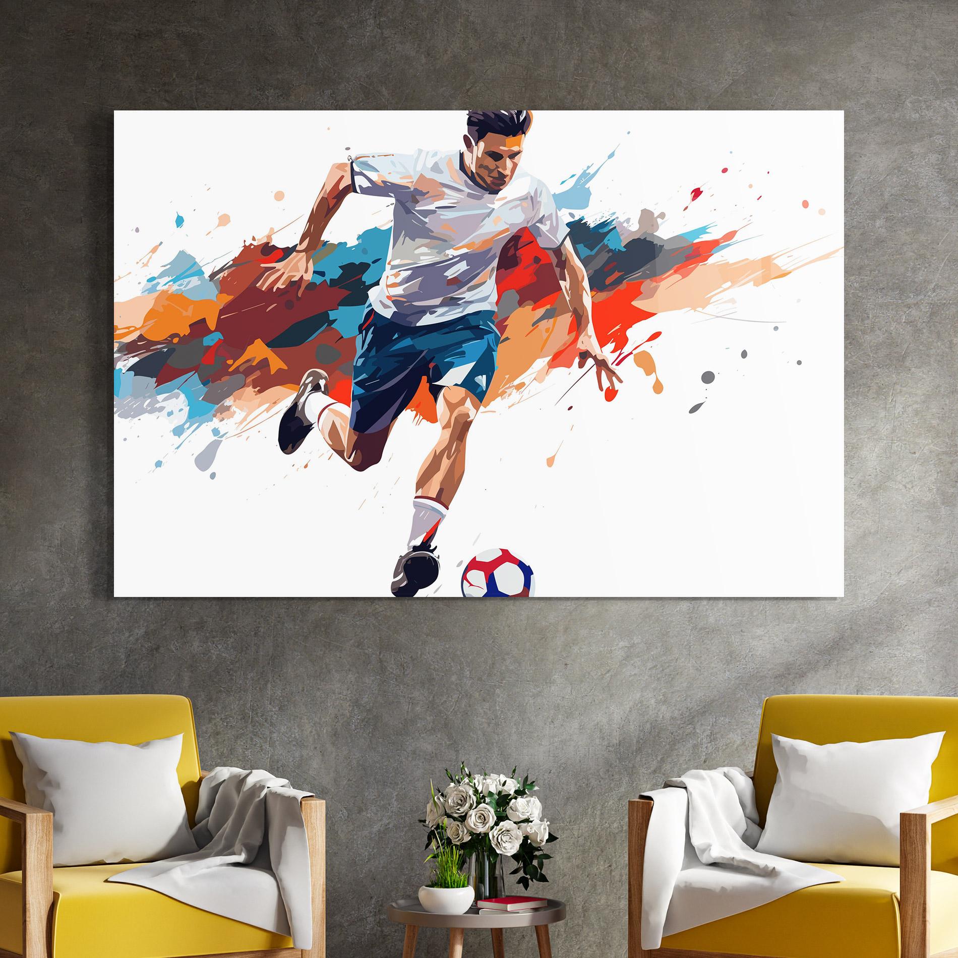 Tablou Sticla Grey Blue Football mockup 4