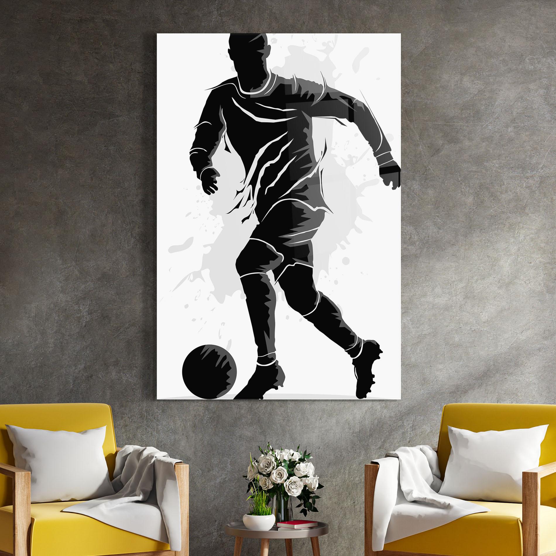 Tablou Sticla Football Shadow mockup 4