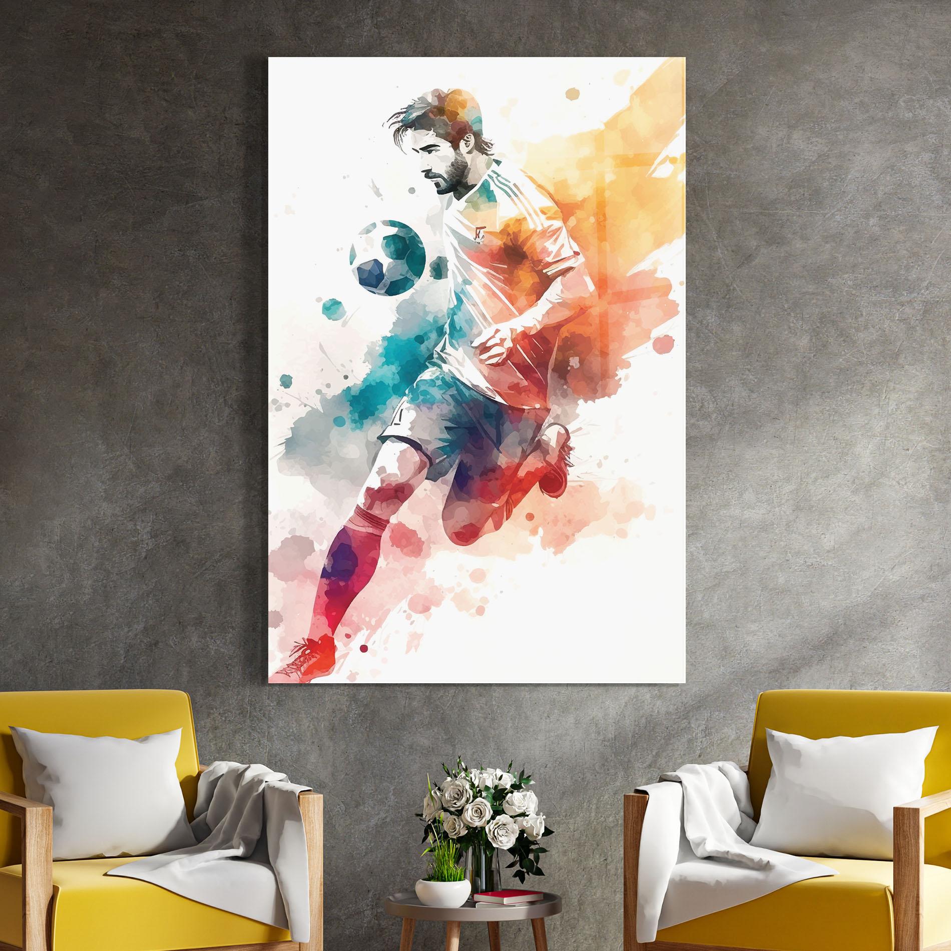 Tablou Sticla Football Watercolor mockup 4