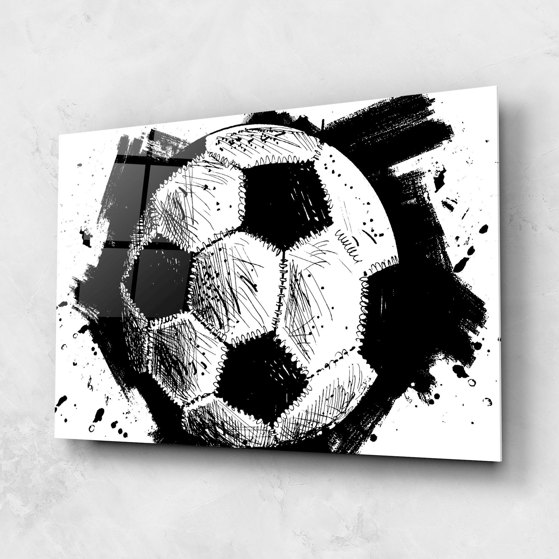 Tablou Sticla Black Line Football mockup 1