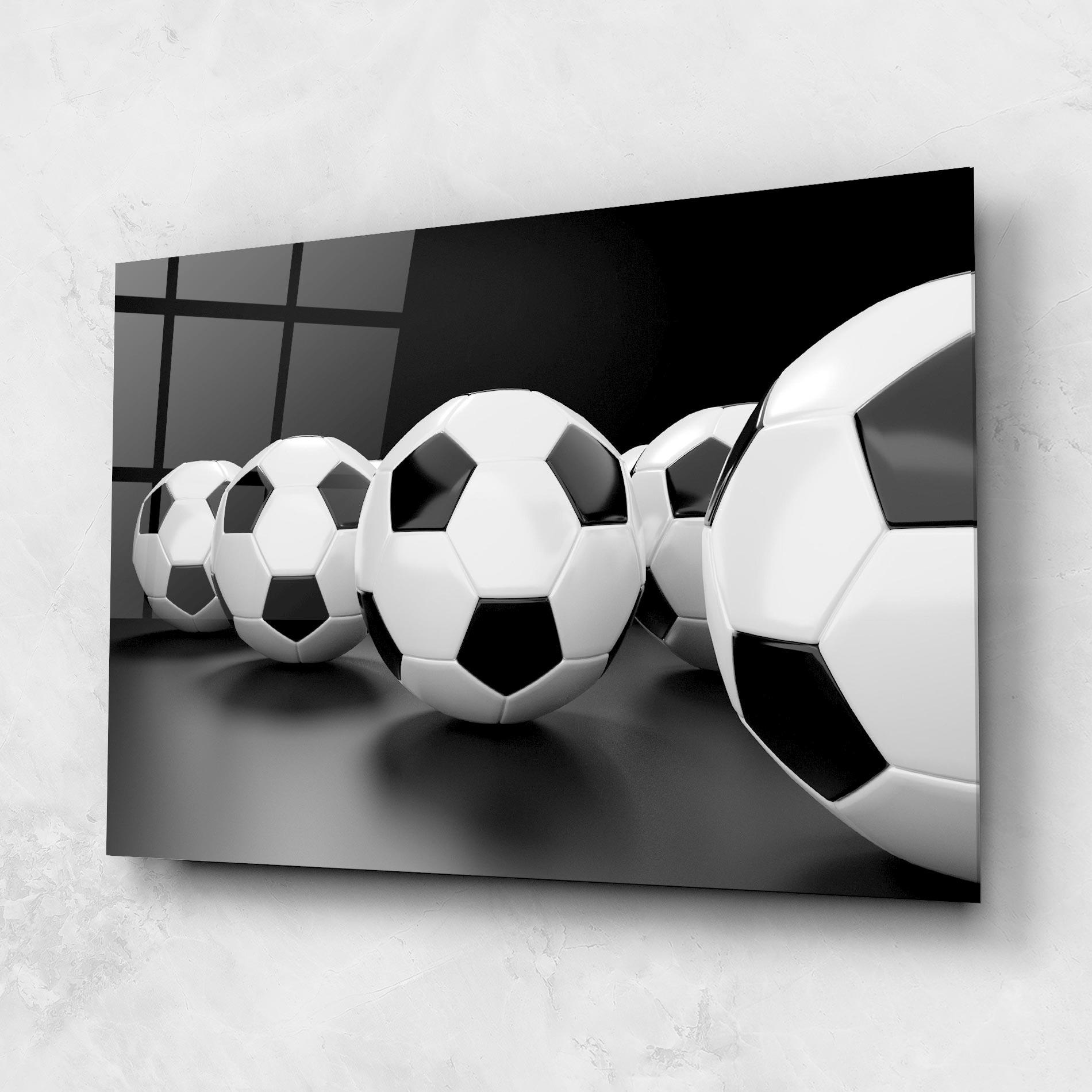 Tablou Sticla Black White Football mockup 1