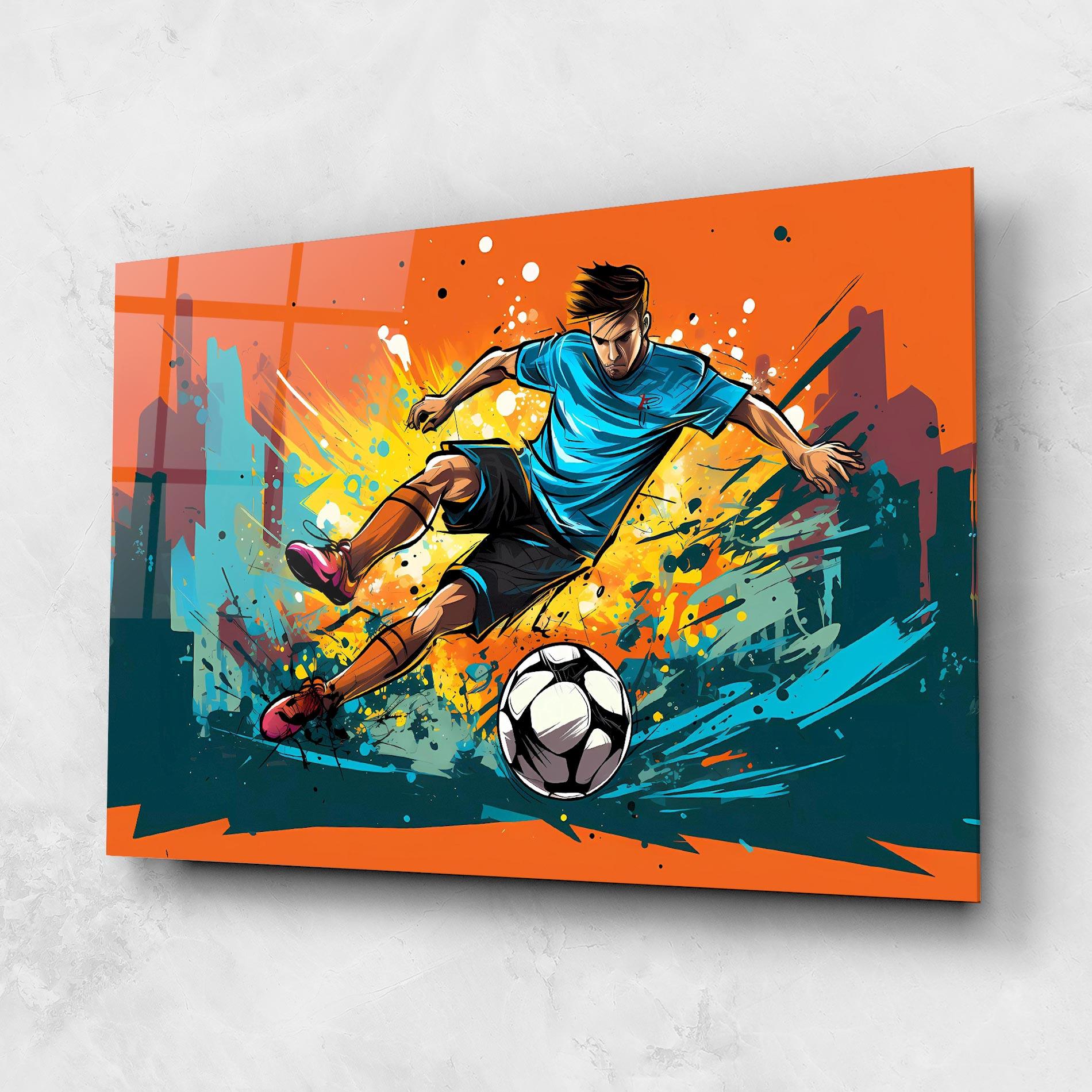 Tablou Sticla Blue Tshirt Football mockup 1