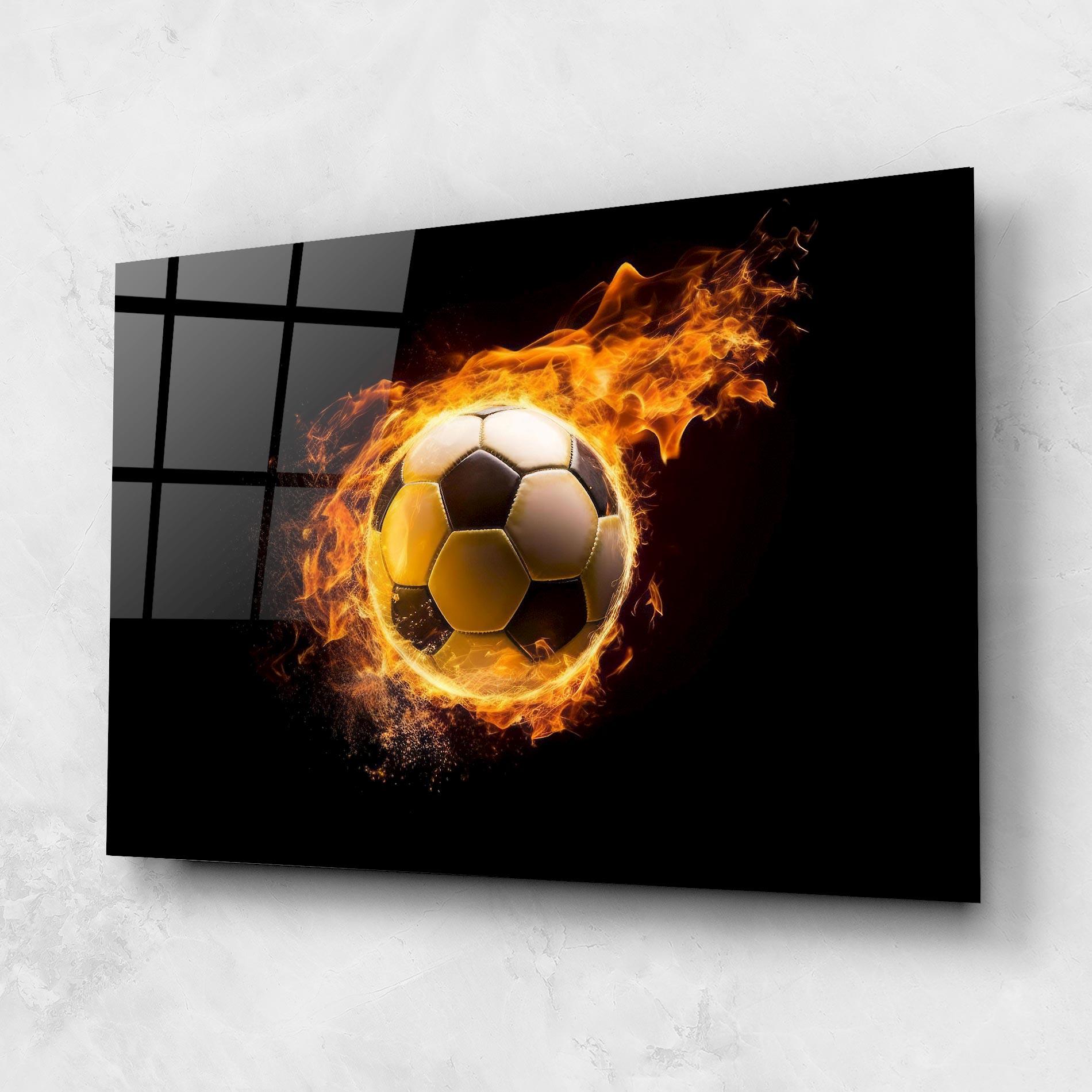 Tablou Sticla Fire Football mockup 1